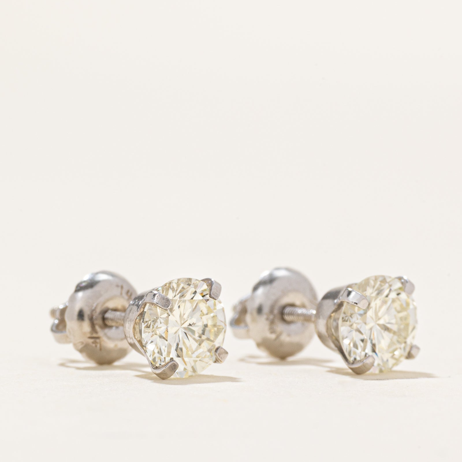 Solitaire Round Brilliant Diamond Stud Earrings | 1.20ctw SI1/SI2 L/M |