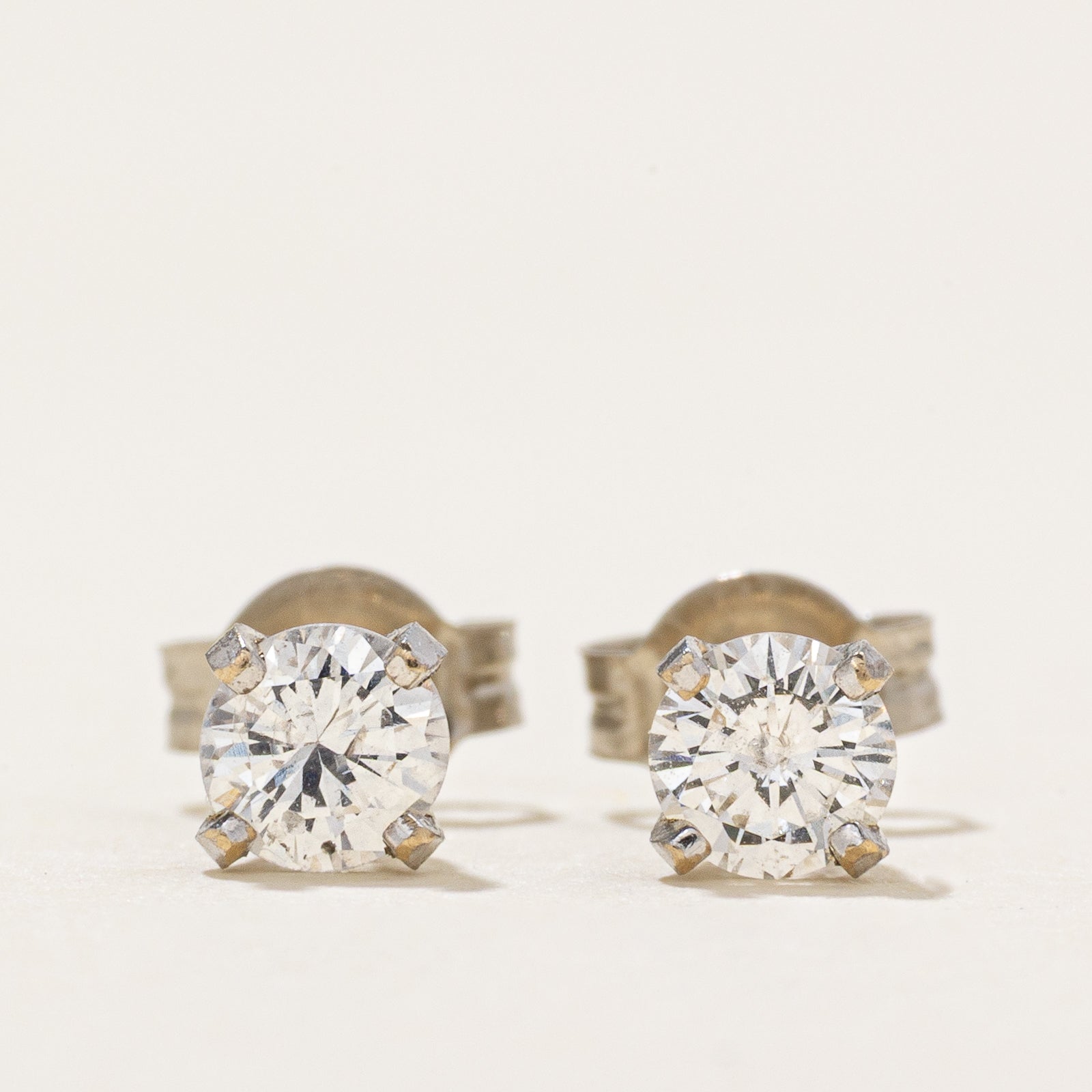 Solitaire Round Brilliant Diamond Stud Earrings | 0.30ctw
