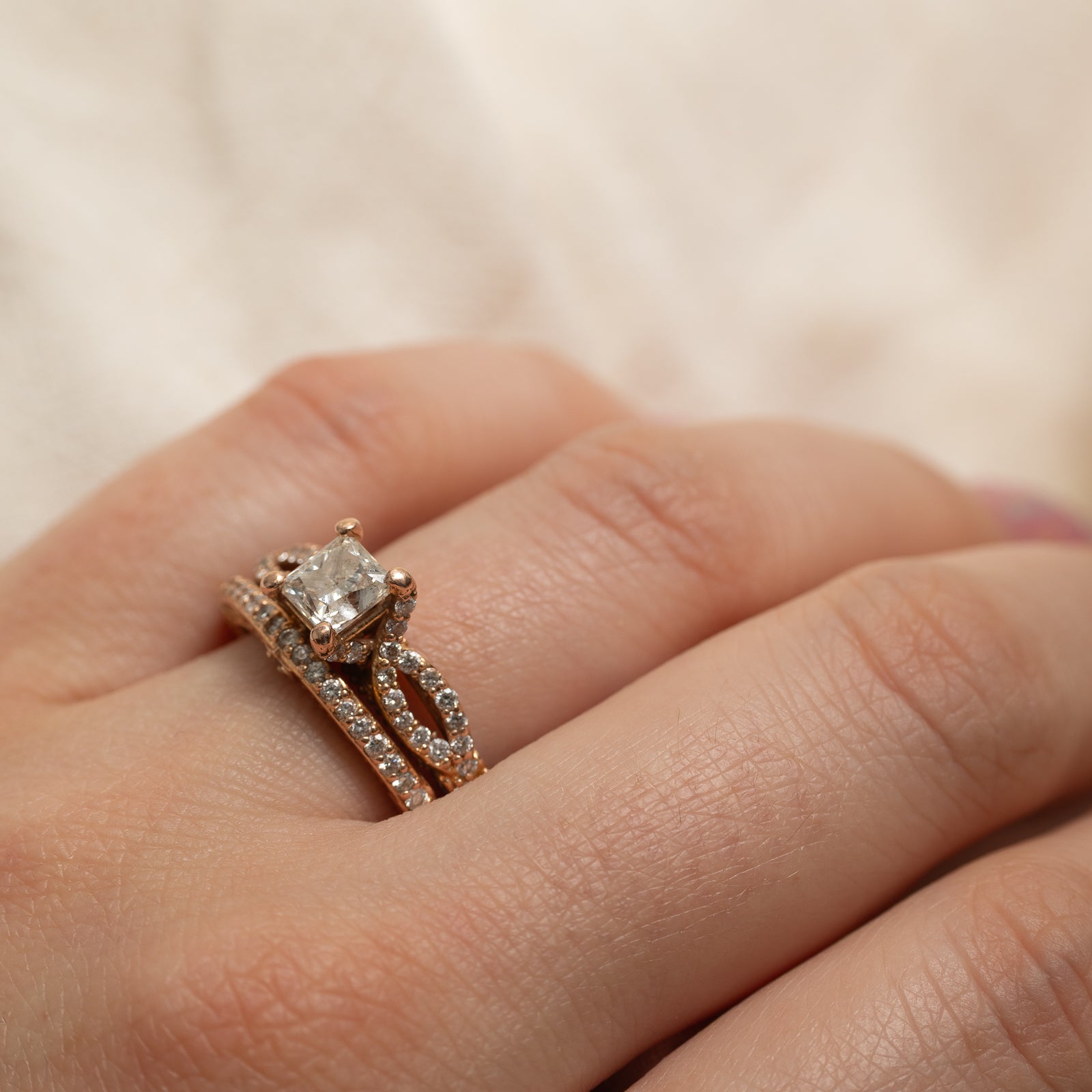 GIA Certified Princess Cut Diamond Soldered Wedding Ring Set | 2.05ctw | 8.5