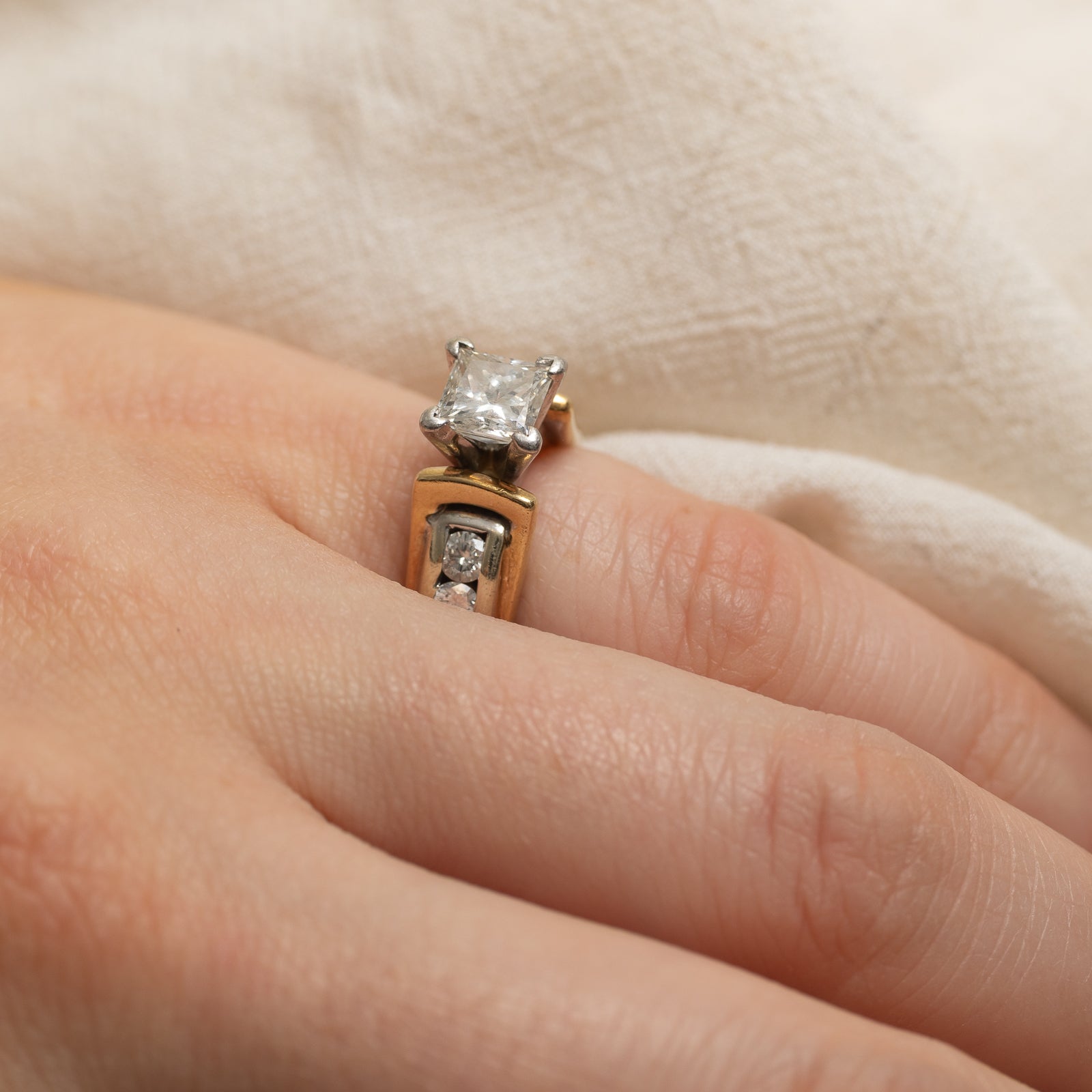 High Set Princess Cut Diamond Engagement Ring | 1.56ctw | SZ 3.5