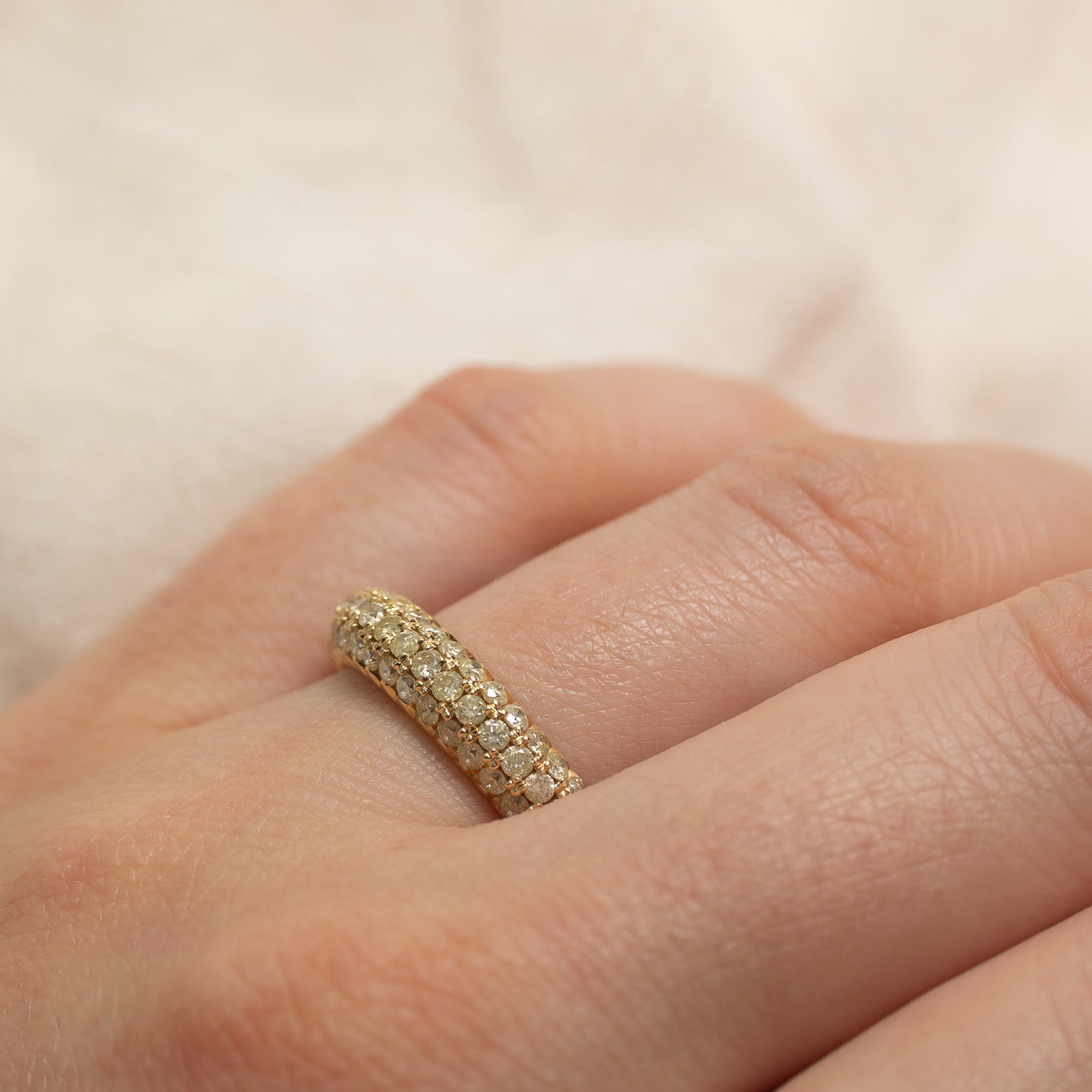 Pavé Set Yellow Diamond Dome Band | 1.00ctw | SZ 8