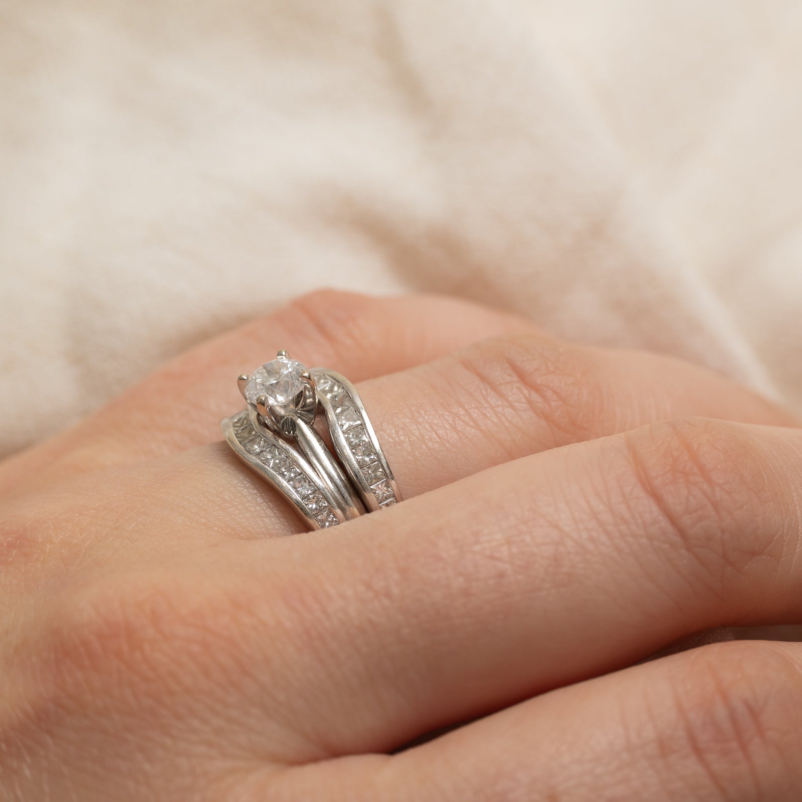 Round Brilliant Diamond Wedding Ring Set | 1.46ctw | SZ 7