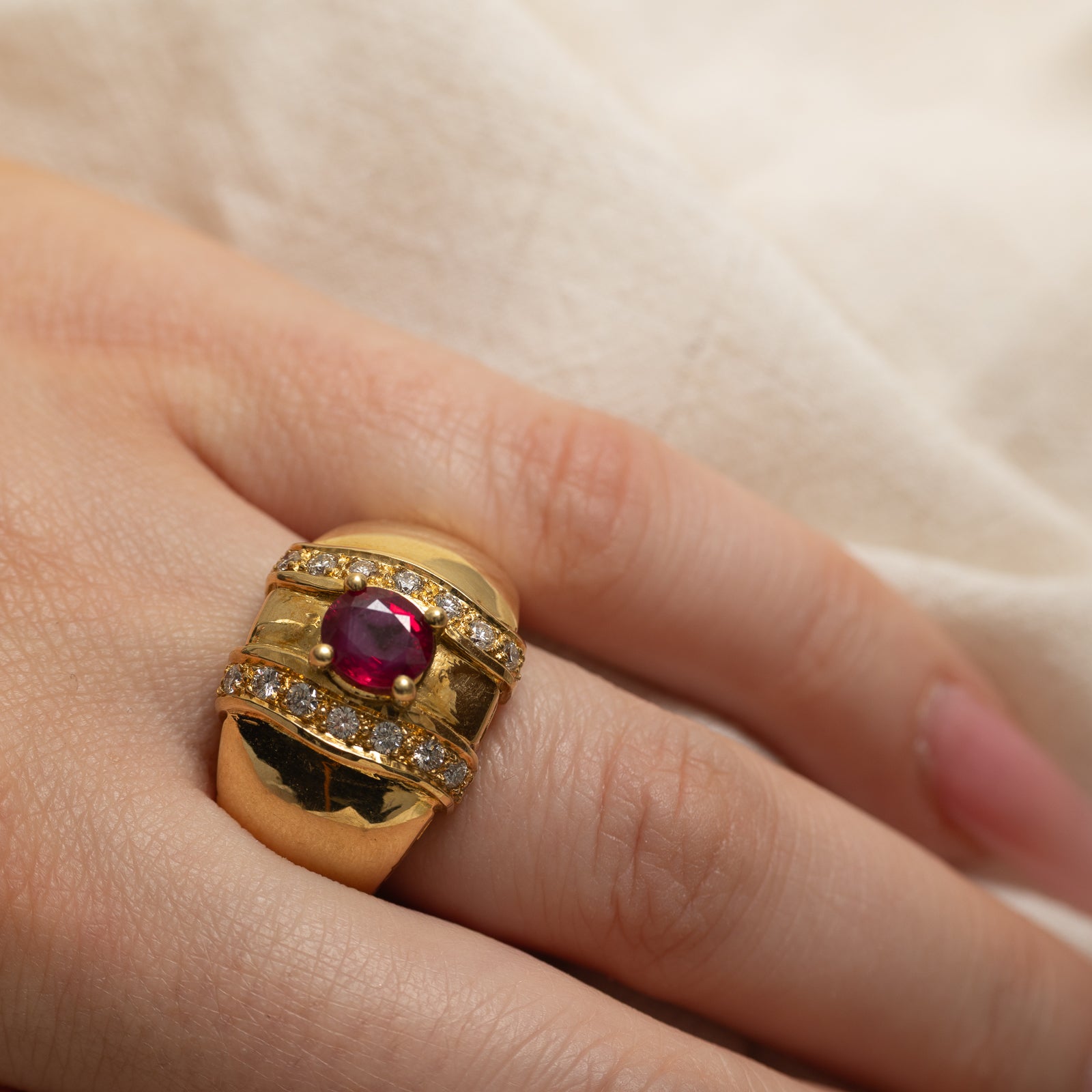 Ruby & Diamond Cocktail Ring | 0.90ct, 0.54ctw | SZ 7