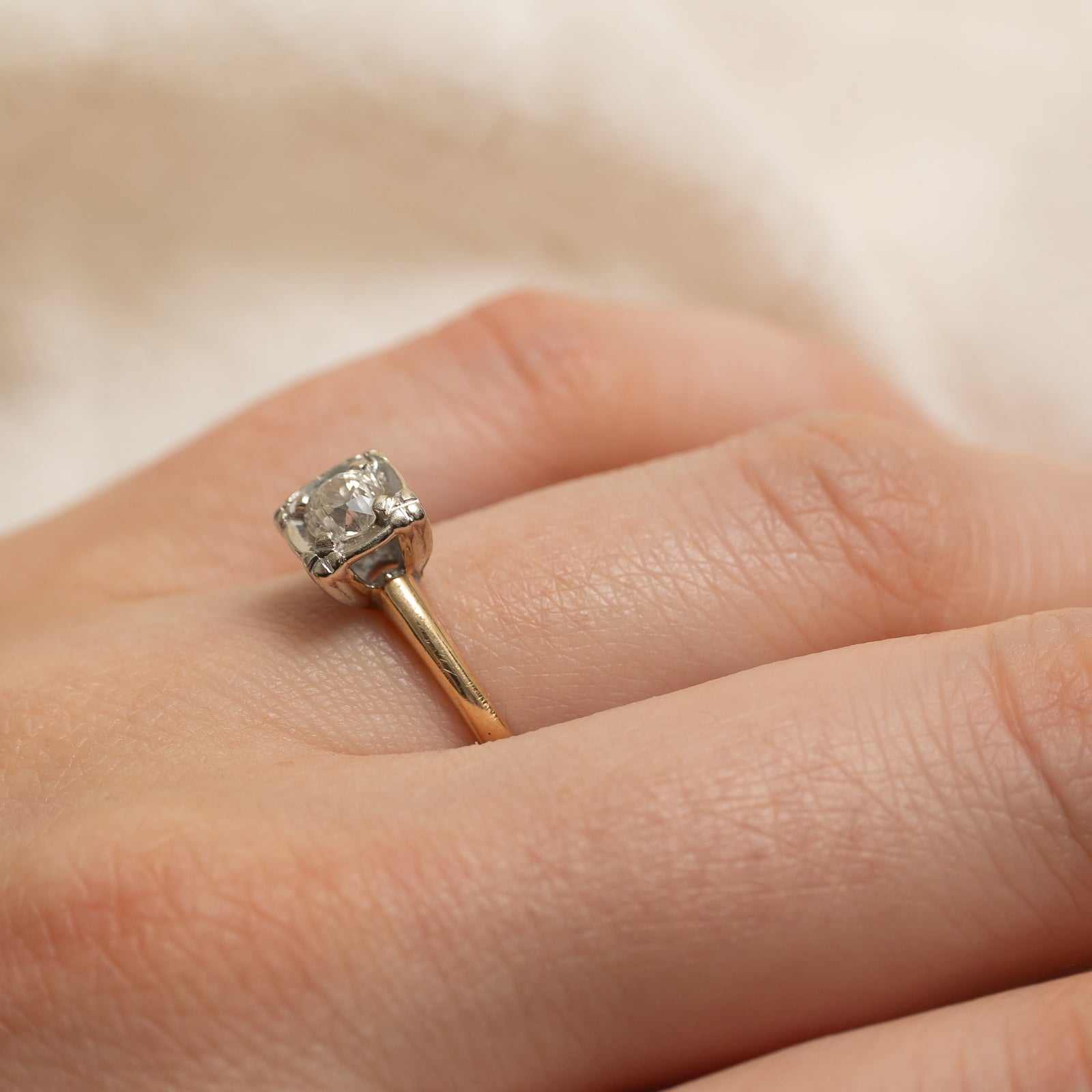 Old European Cut Diamond Engagement Ring | 0.38ct | SZ 6.75
