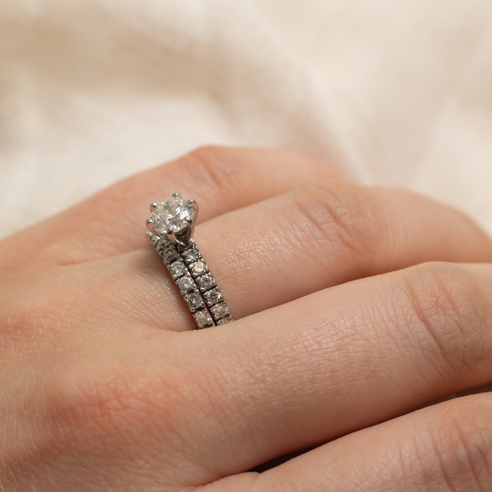 Round Brilliant Cut Diamond Wedding Ring Set | 1.74ctw | SZ 7.5