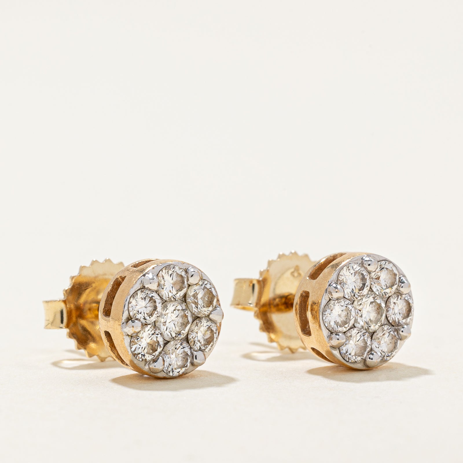Diamond Cluster Stud Earrings | 0.74ctw