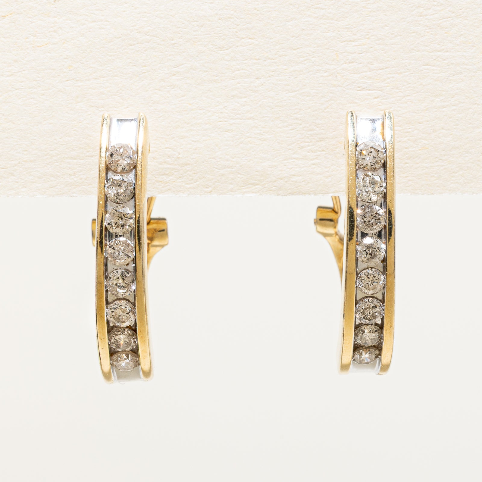 Channel Set Diamond Hoop Earrings | 0.80ctw