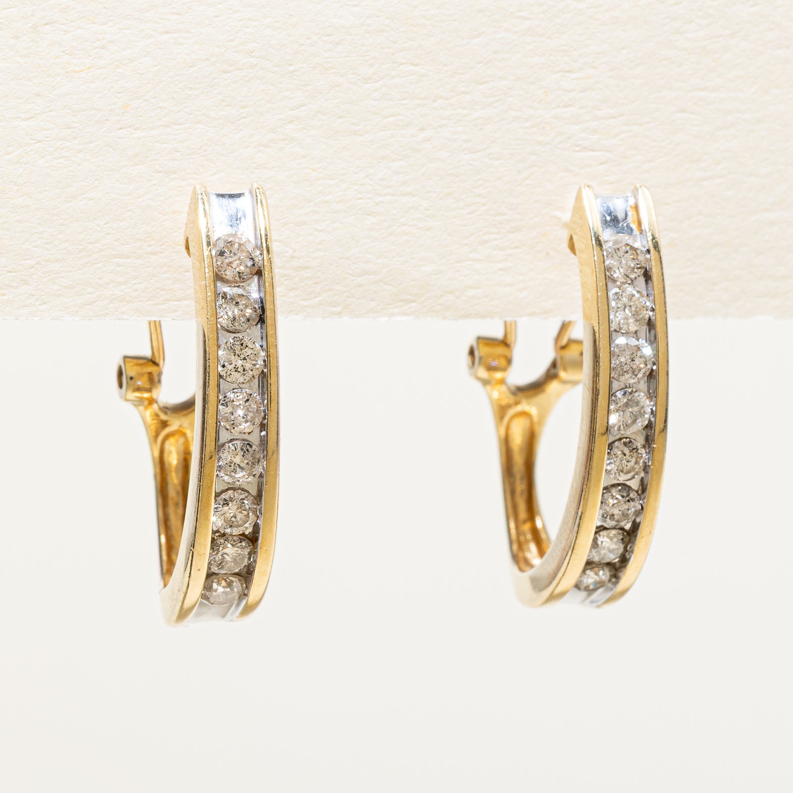 Channel Set Diamond Hoop Earrings | 0.80ctw