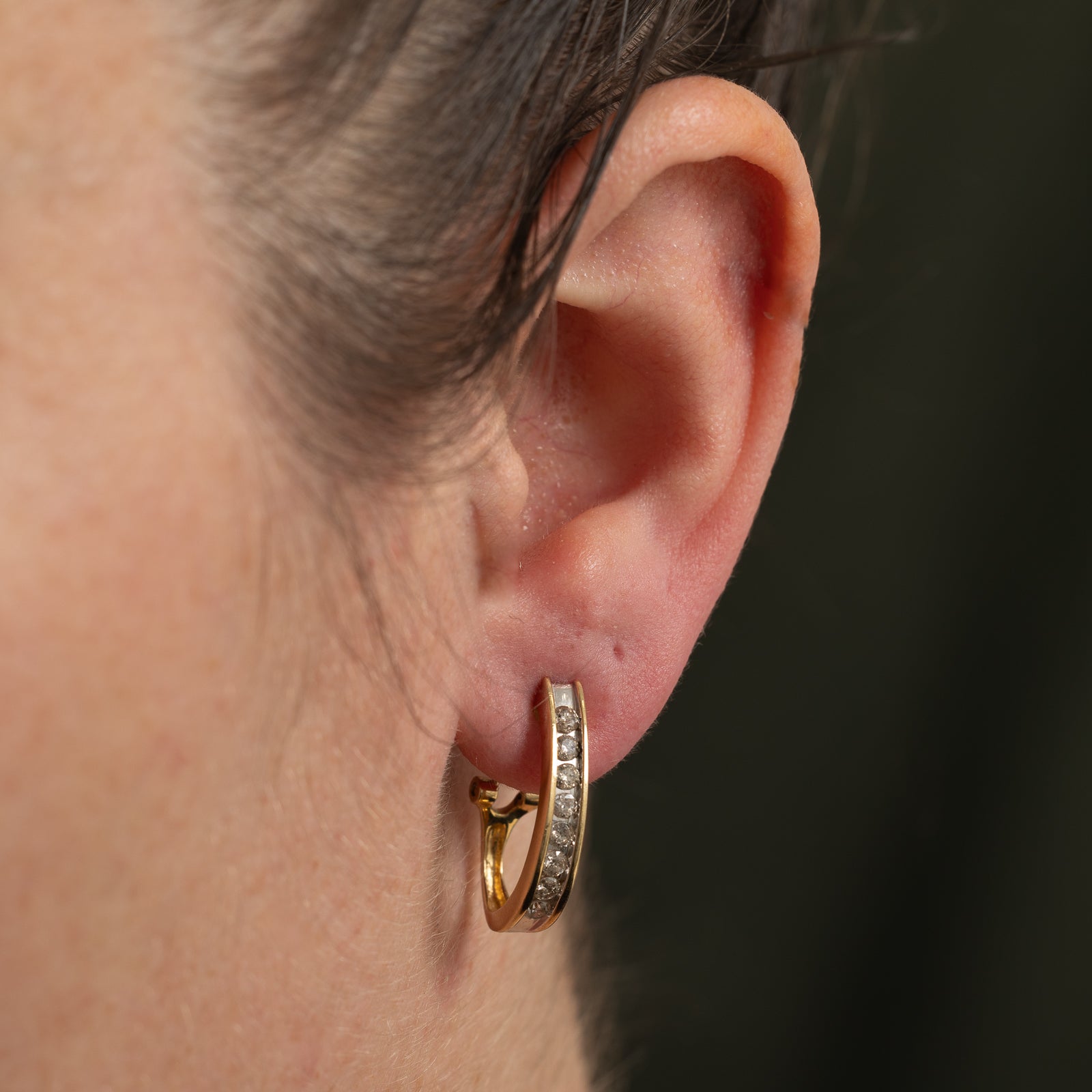 Channel Set Diamond Hoop Earrings | 0.80ctw