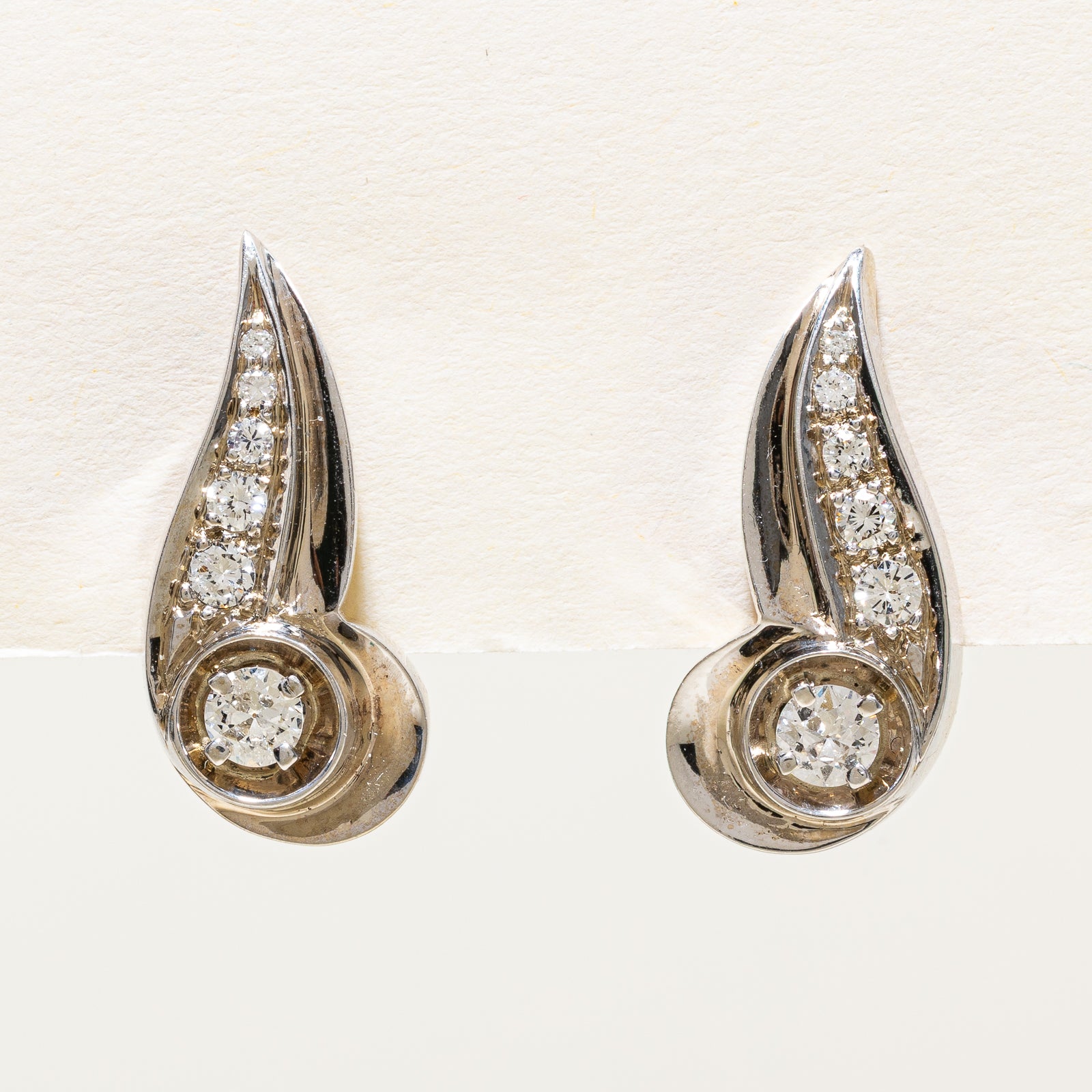 Pave Set Diamond Clip On Earrings | 1.28ctw