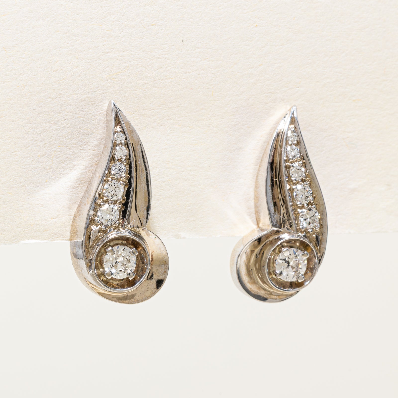 Pave Set Diamond Clip On Earrings | 1.28ctw