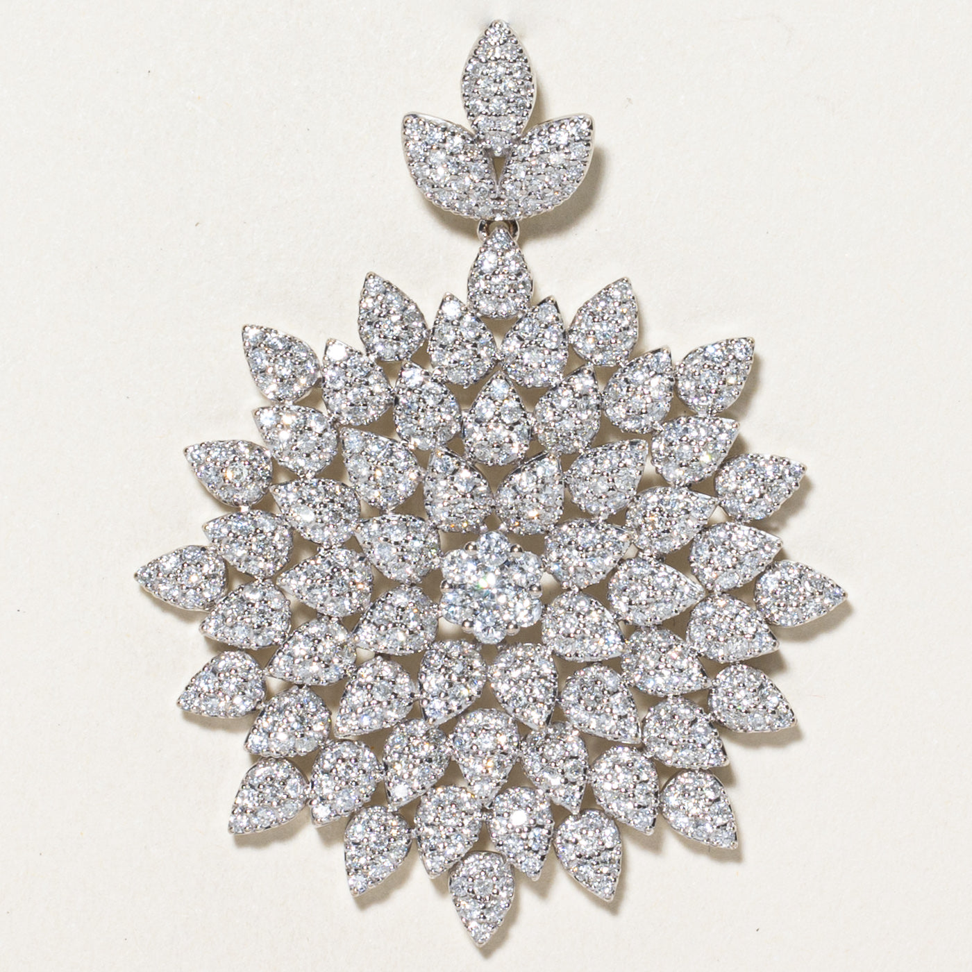 Pavé Set Diamond Floral Large Pendant | 4.52ctw