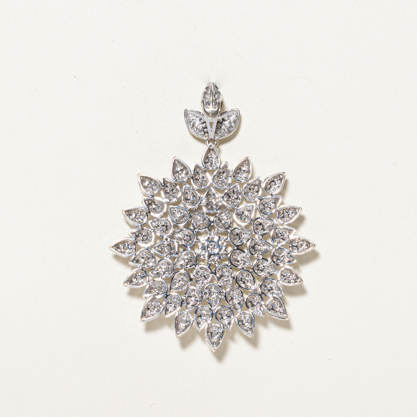 Pavé Set Diamond Floral Large Pendant | 4.52ctw