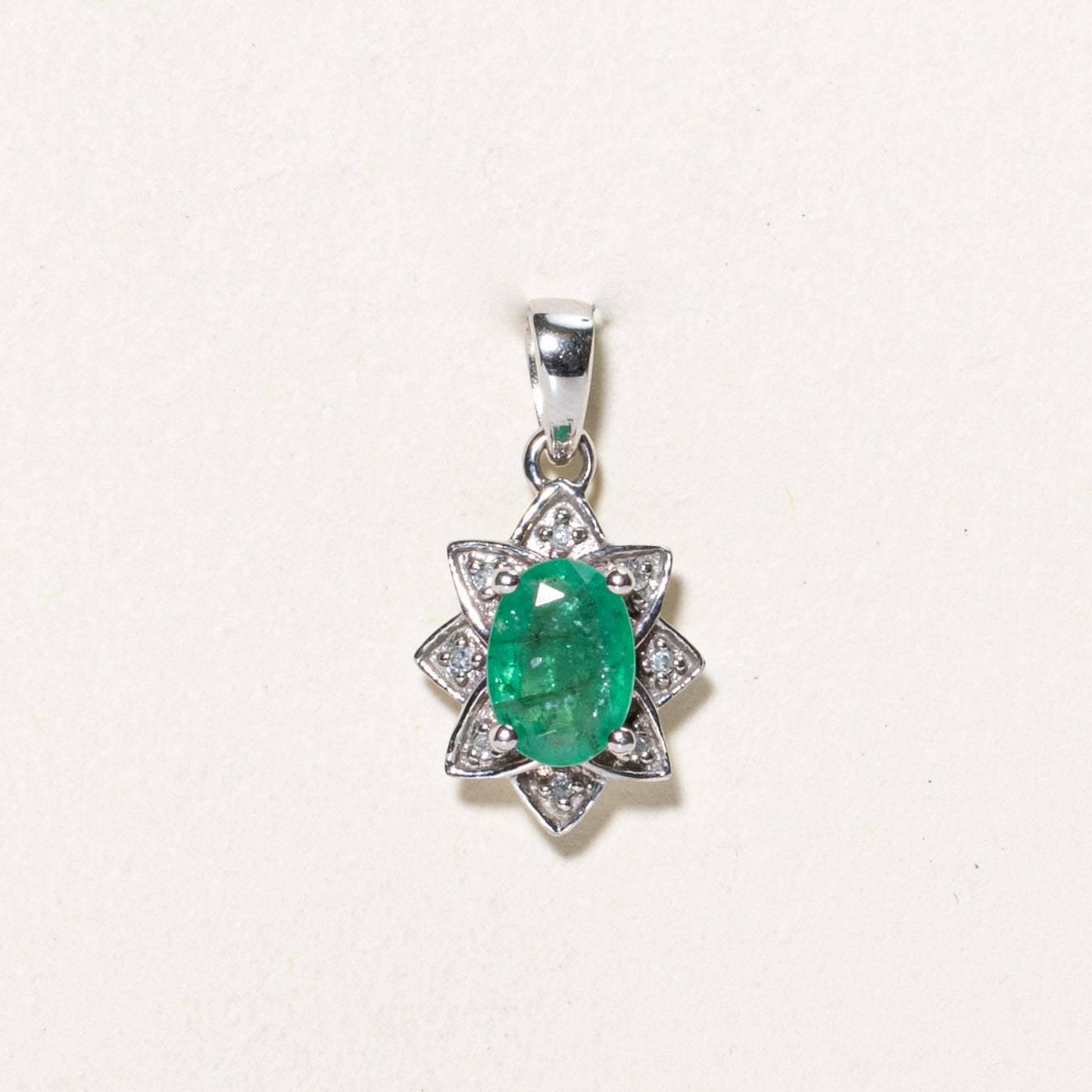 Emerald & Diamond Floral Pendant | 0.51ct, 0.03ctw