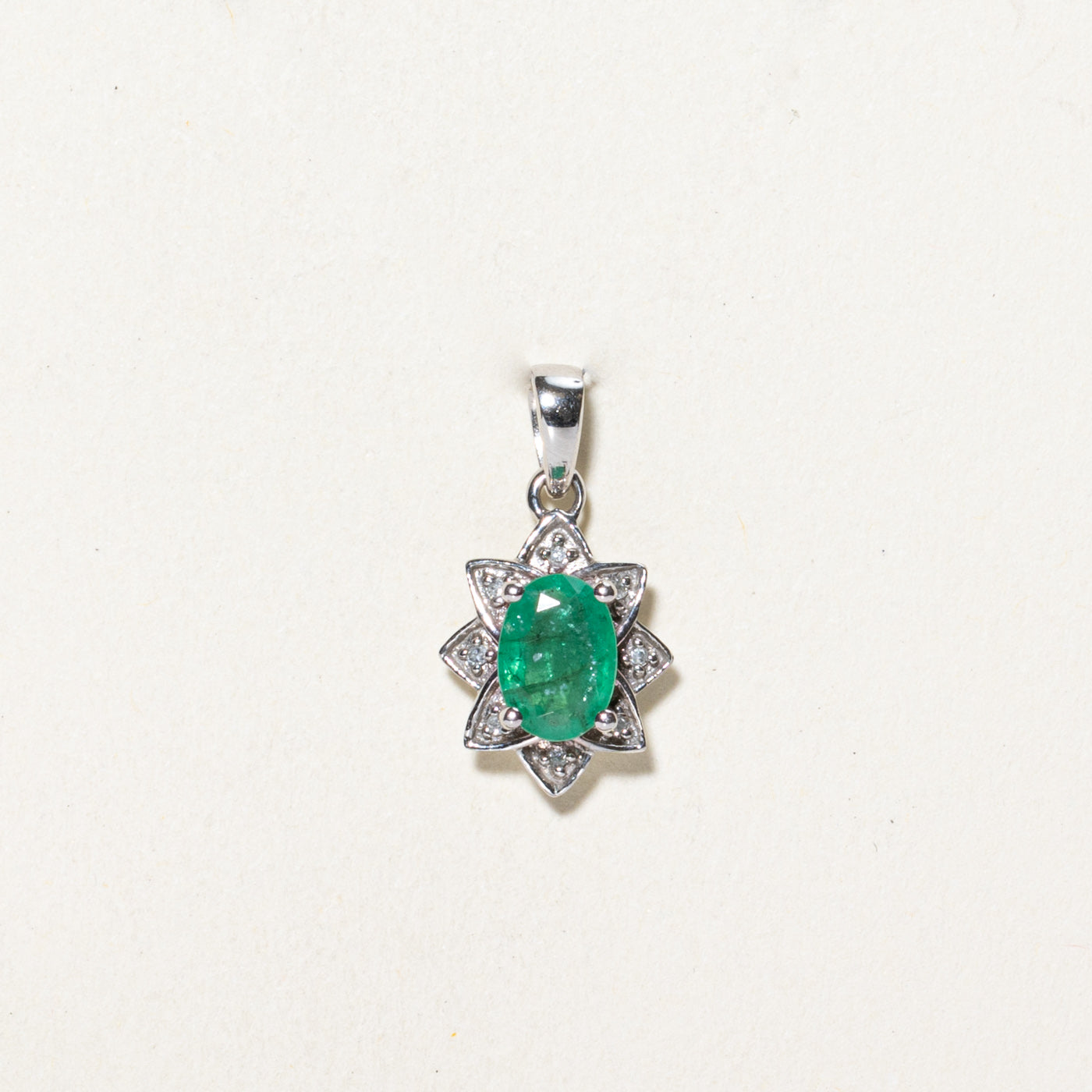 Emerald & Diamond Floral Pendant | 0.51ct, 0.03ctw