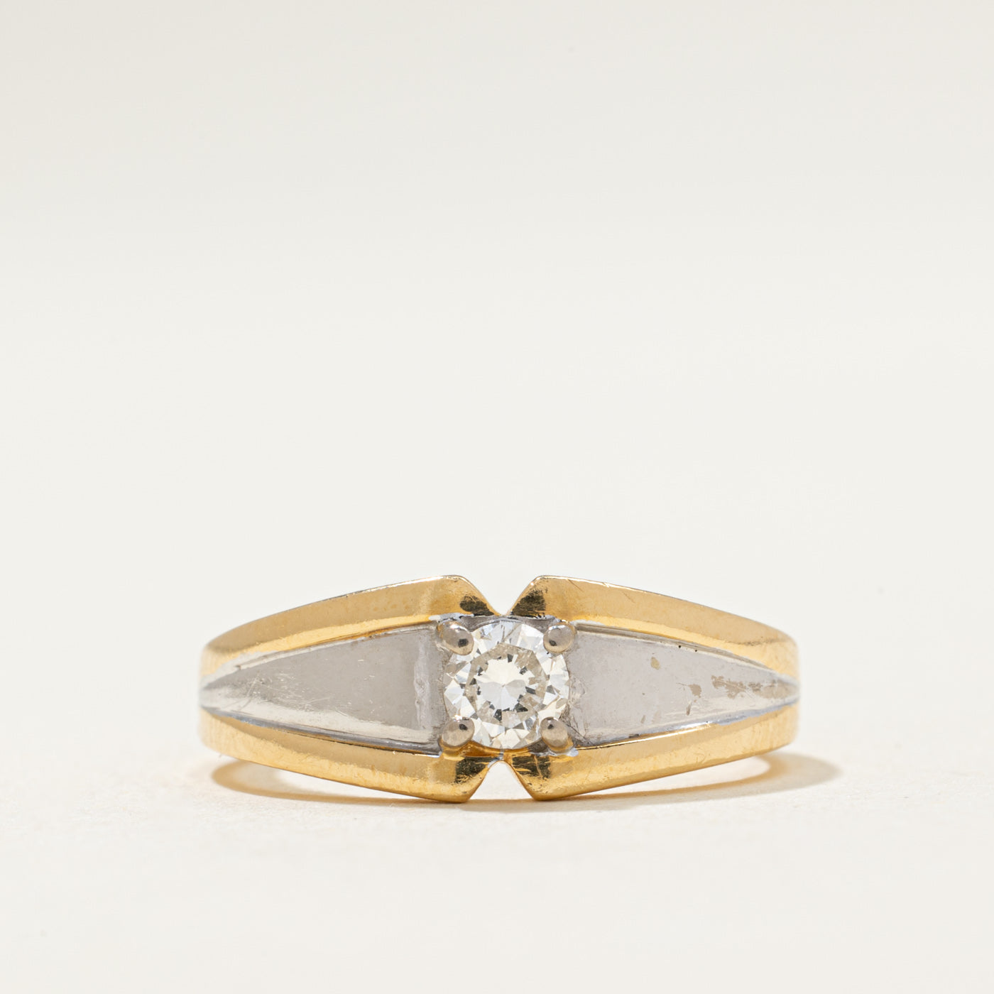 Two Tone Gold Diamond Tapered Ring | 0.20ct | SZ 5.25