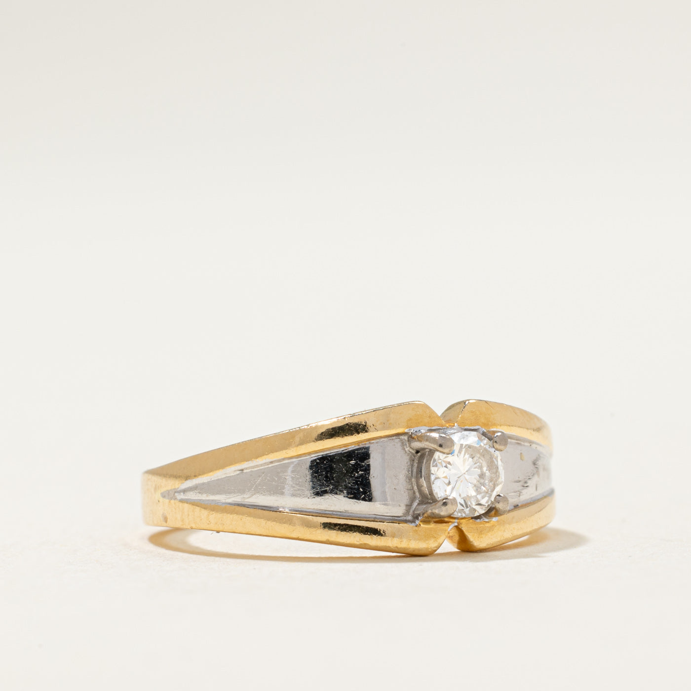 Two Tone Gold Diamond Tapered Ring | 0.20ct | SZ 5.25