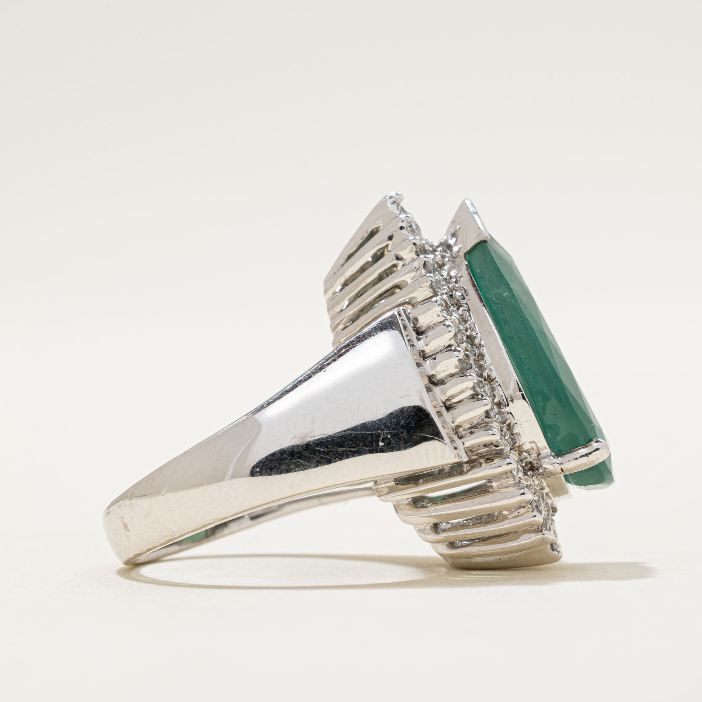 Pear Cut Emerald & Diamond Cocktail Ring | 5.43ct, 0.71ctw | SZ 6.5