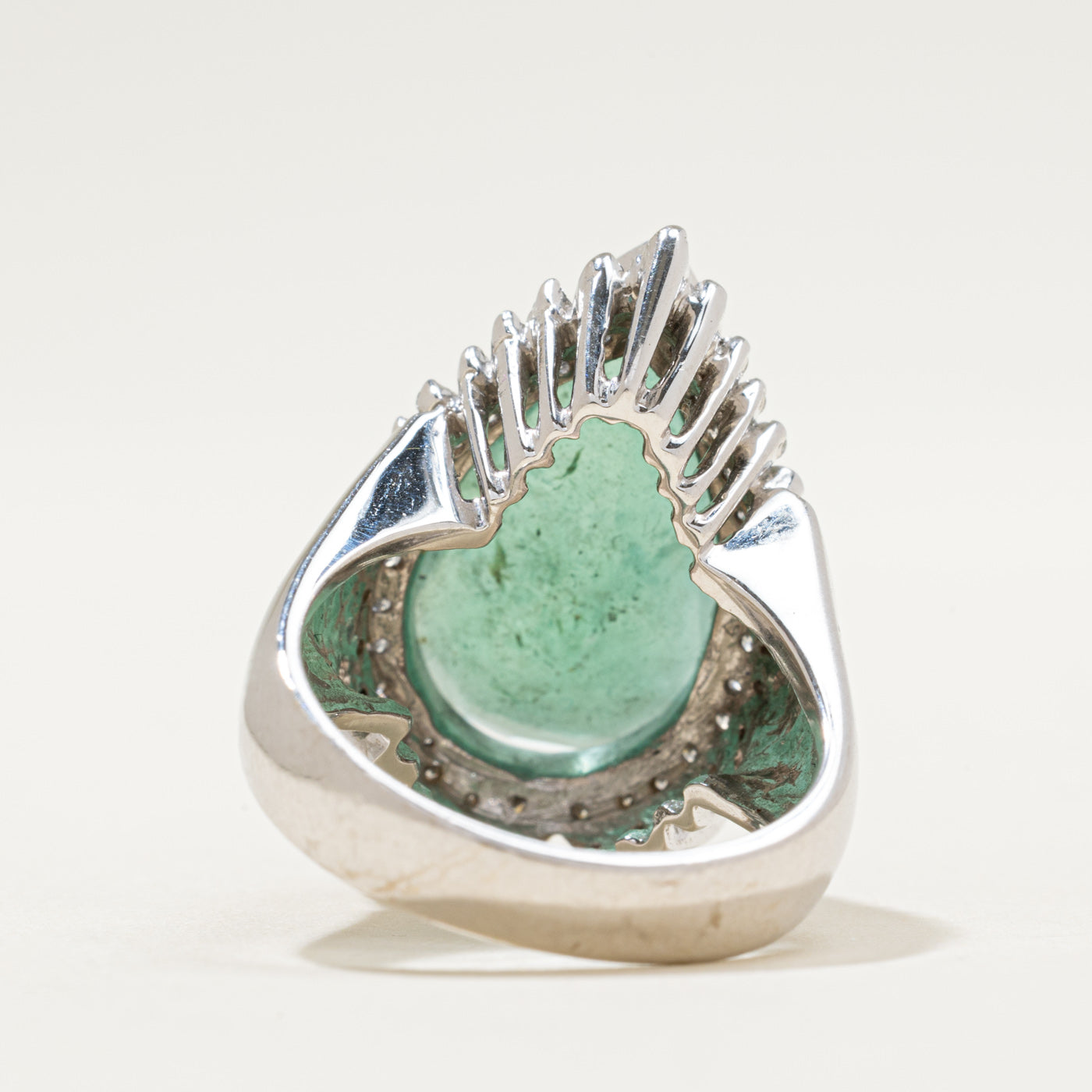 Pear Cut Emerald & Diamond Cocktail Ring | 5.43ct, 0.71ctw | SZ 6.5