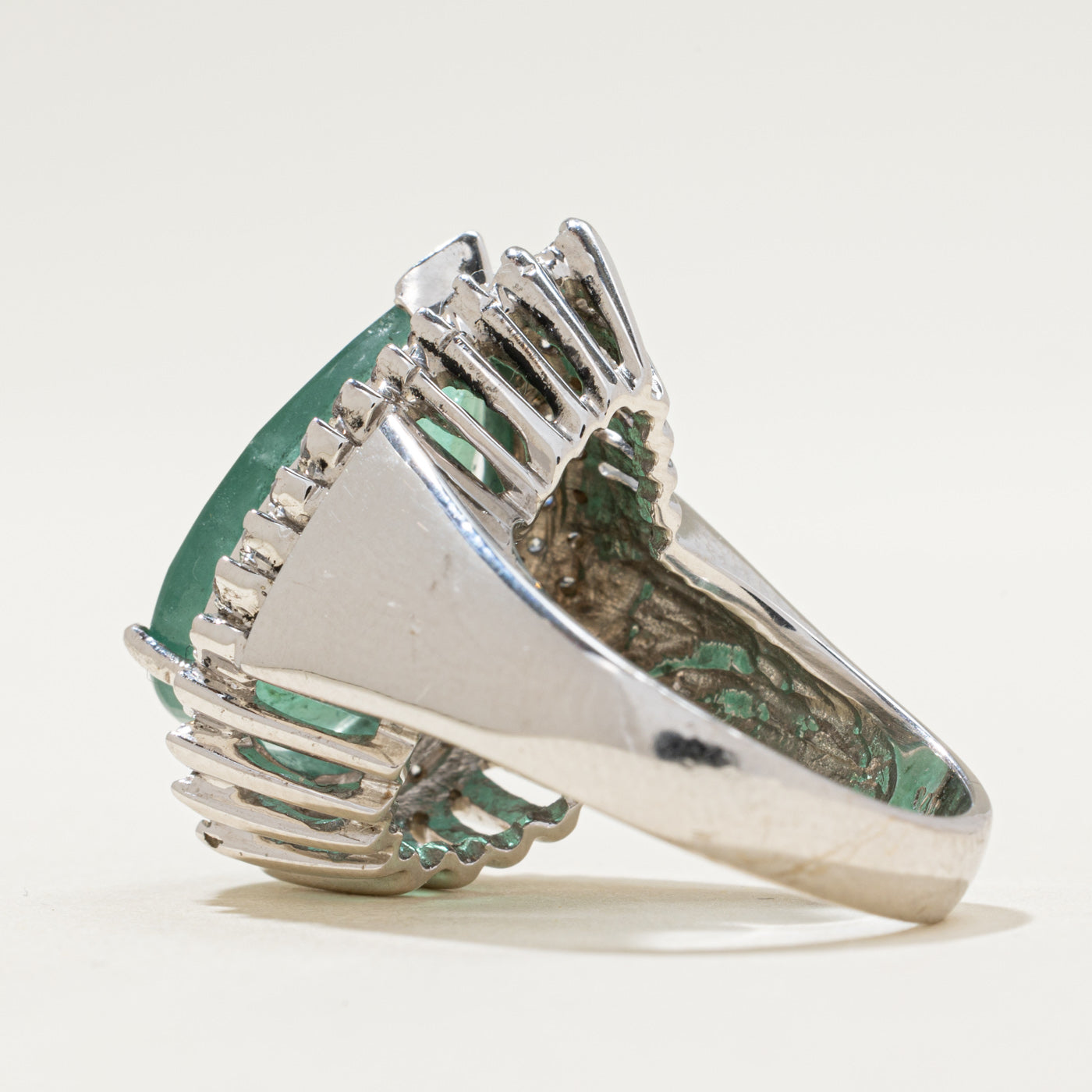 Pear Cut Emerald & Diamond Cocktail Ring | 5.43ct, 0.71ctw | SZ 6.5