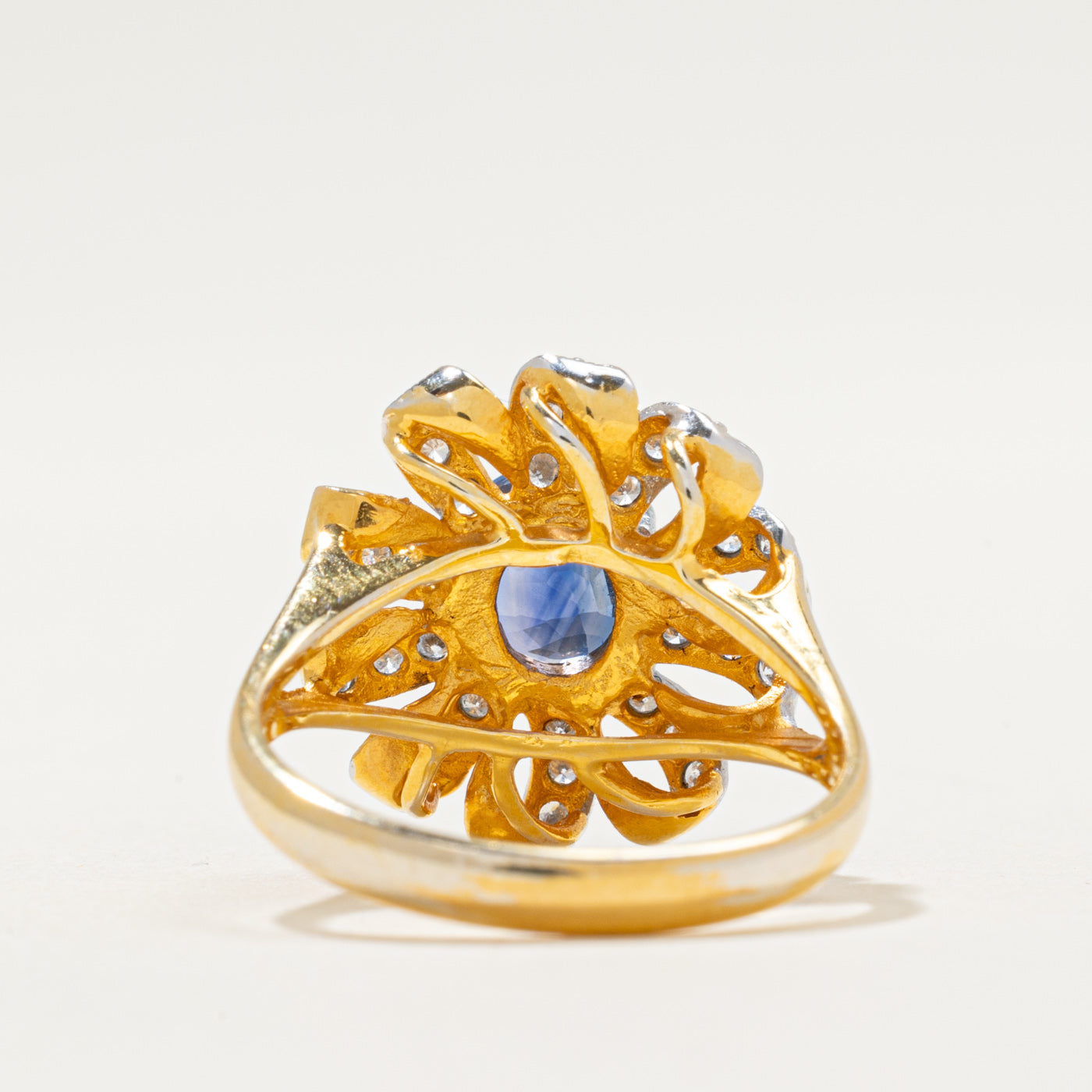 Sapphire & Diamond Pinwheel Design Ring | 1.16ct, 0.22ctw | SZ 6