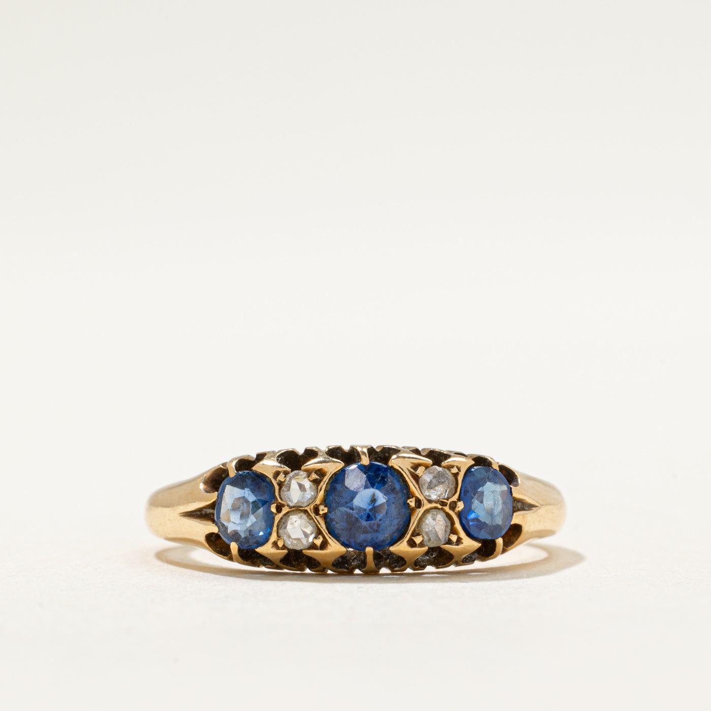 1891 Chester Prong Set Diamond Sapphire Ring | 0.11ctw | 0.75ctw | SZ 6.5