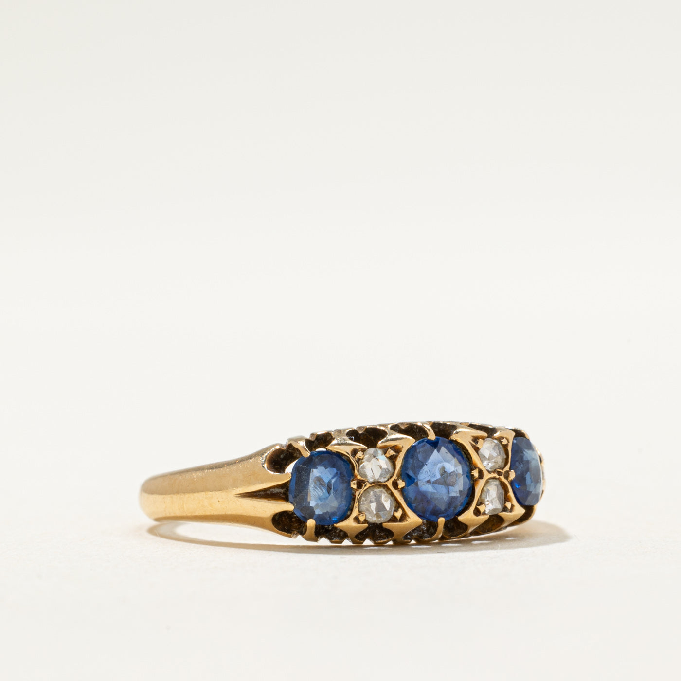 1891 Chester Prong Set Diamond Sapphire Ring | 0.11ctw | 0.75ctw | SZ 6.5