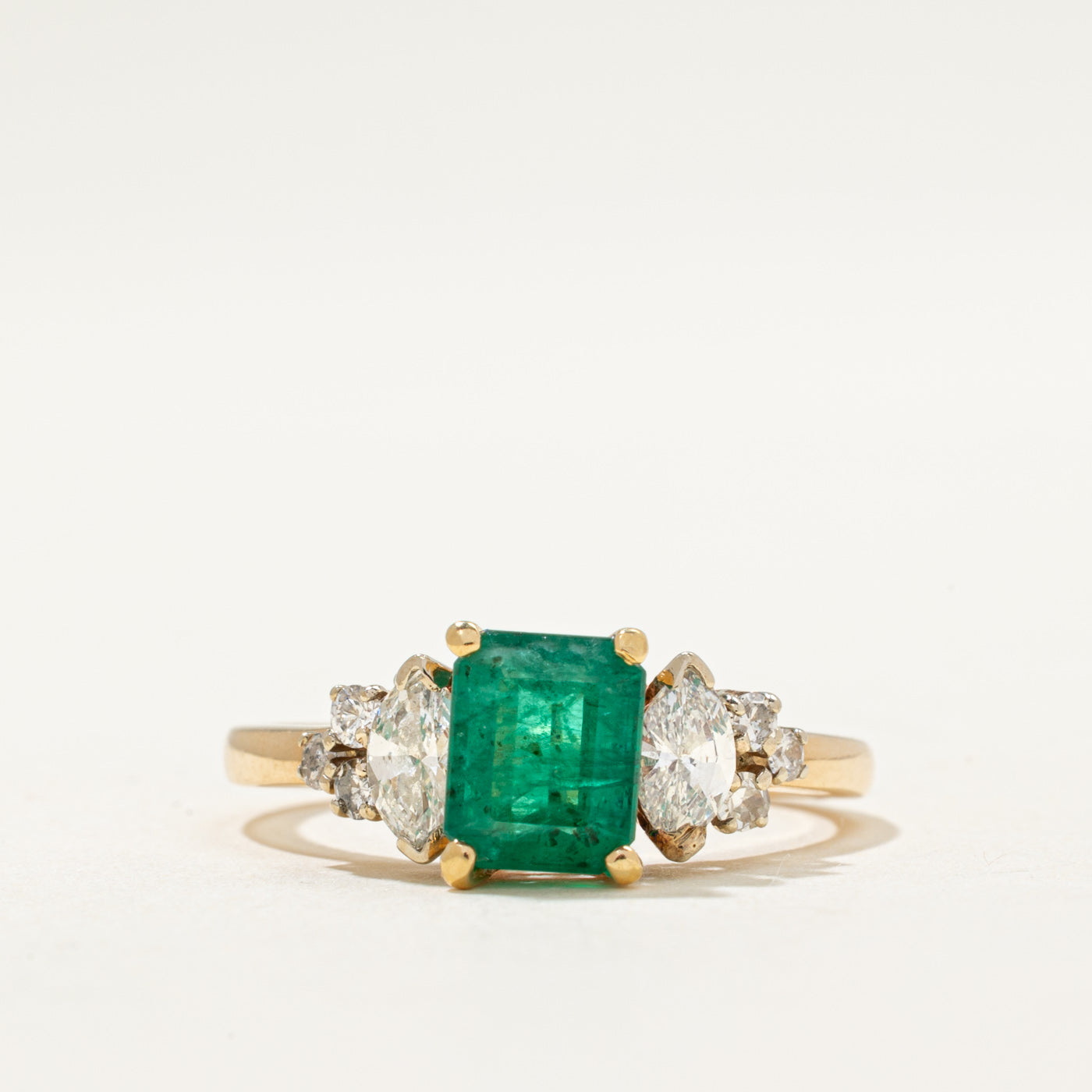 Emerald & Diamond Engagement Ring | 1.01ct, 0.51ctw | SZ 7