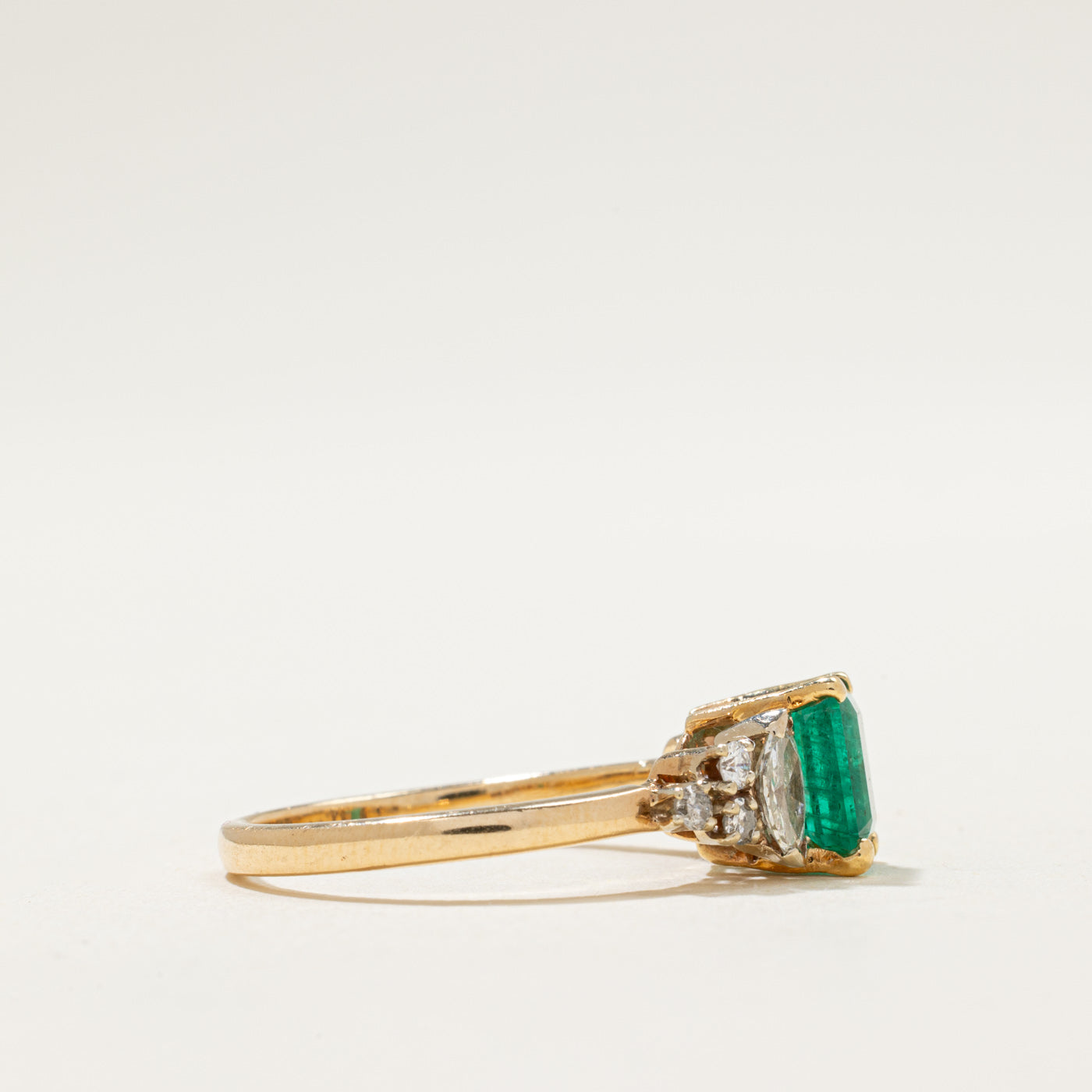 Emerald & Diamond Engagement Ring | 1.01ct, 0.51ctw | SZ 7