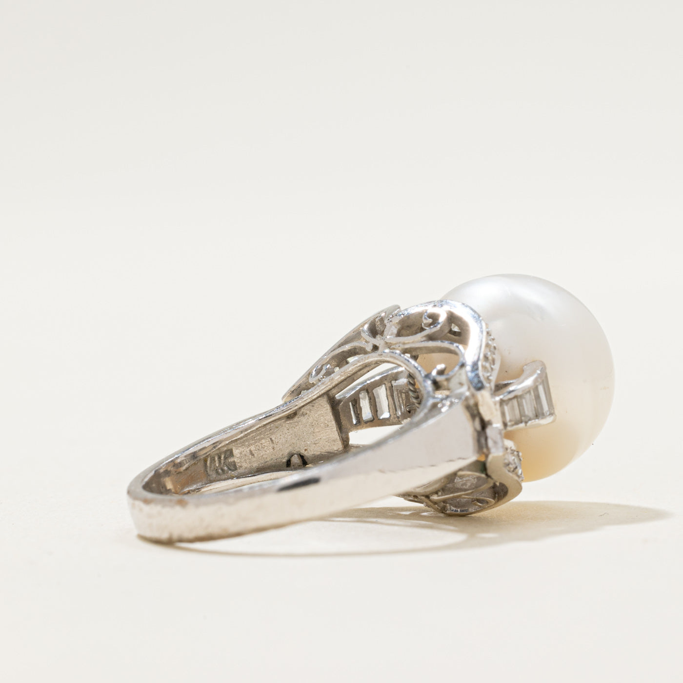 South Sea Pearl & Diamond Cocktail Ring | 0.44ctw | SZ 6