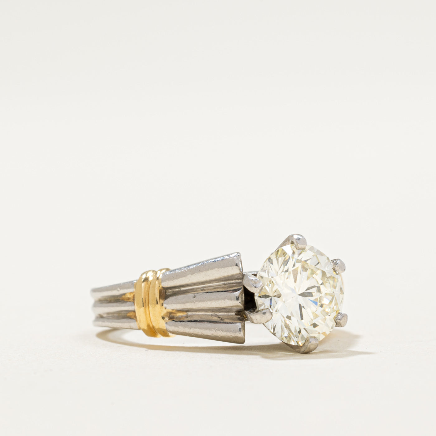 Bague de fiançailles solitaire en diamant | 1,55 ct VVS2 J/K | Taille 4