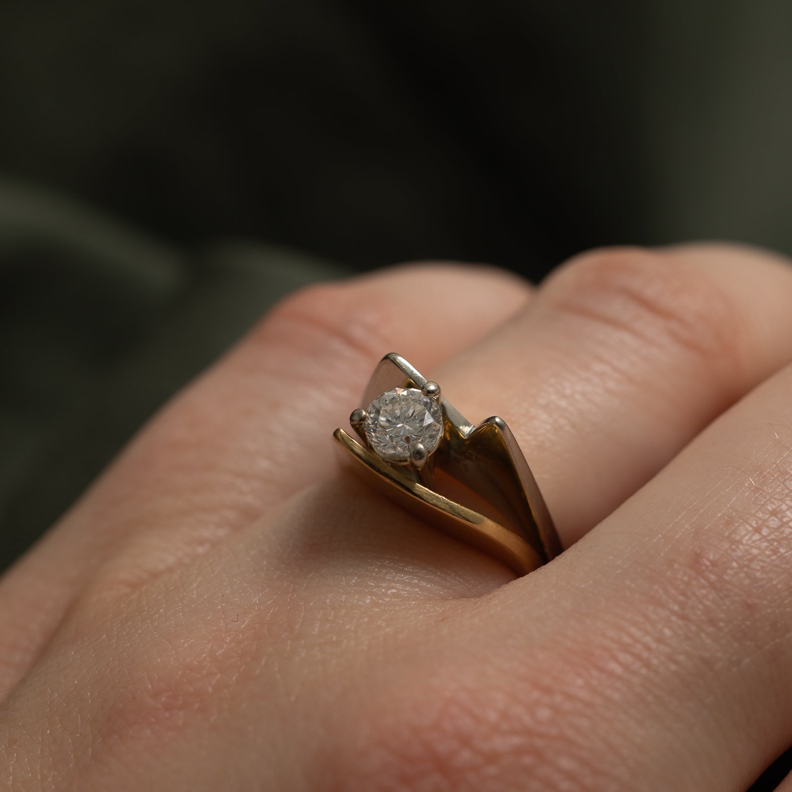 Two Tone Gold Diamond Abstract Ring | 0.47ct | SZ 4.5