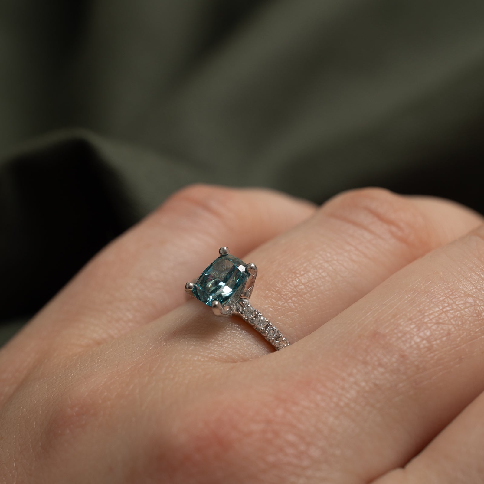 Gray Blue Diamond Engagement Ring | 1.26ctw | SZ 6.5