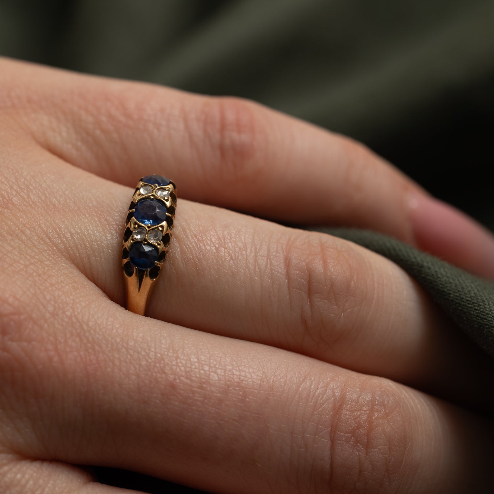 1891 Chester Prong Set Diamond Sapphire Ring | 0.11ctw | 0.75ctw | SZ 6.5