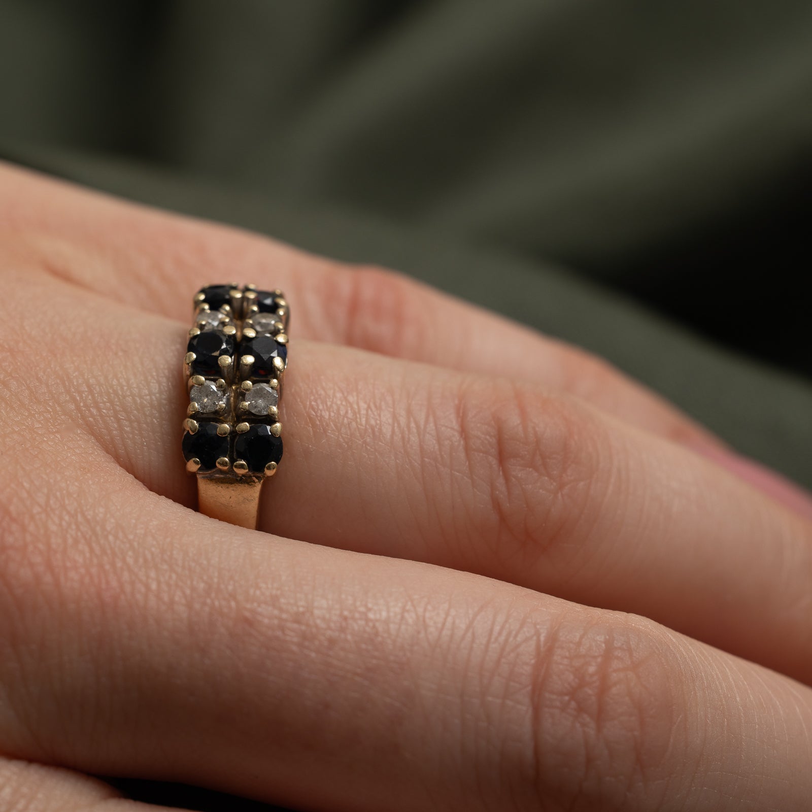 Multi Column Sapphire & Diamond Ring | 1.11ctw, 0.19ctw | SZ 6.75
