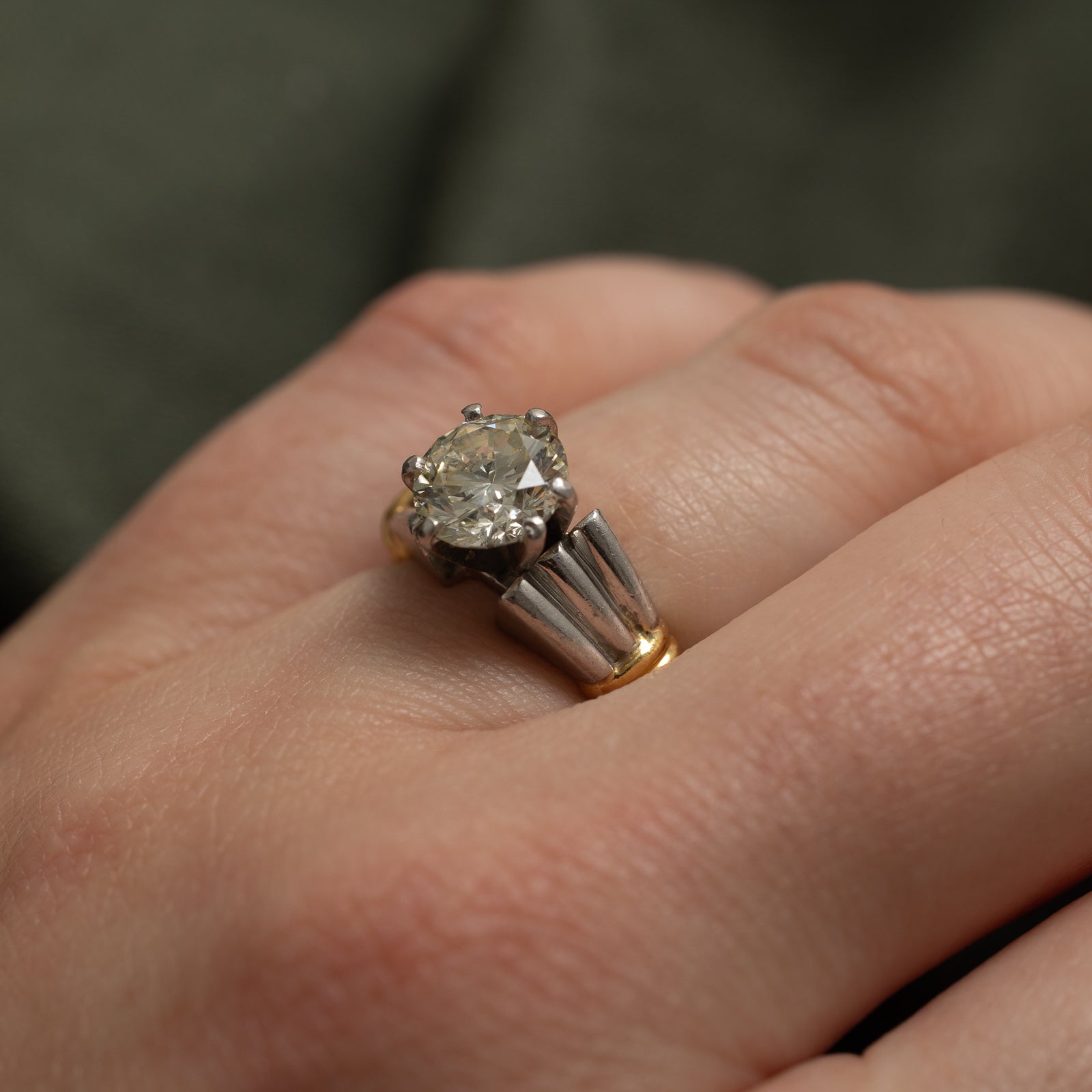 Bague de fiançailles solitaire en diamant | 1,55 ct VVS2 J/K | Taille 4