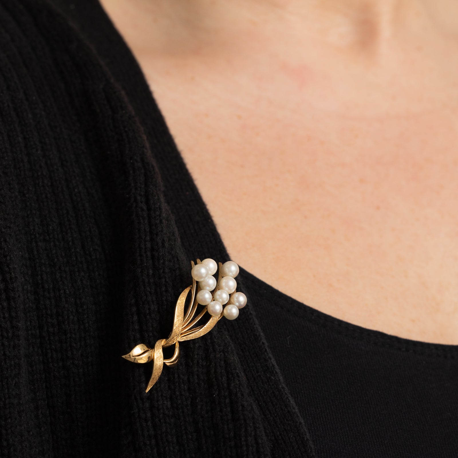 'Birks' 14K Pearl Bouquet Brooch