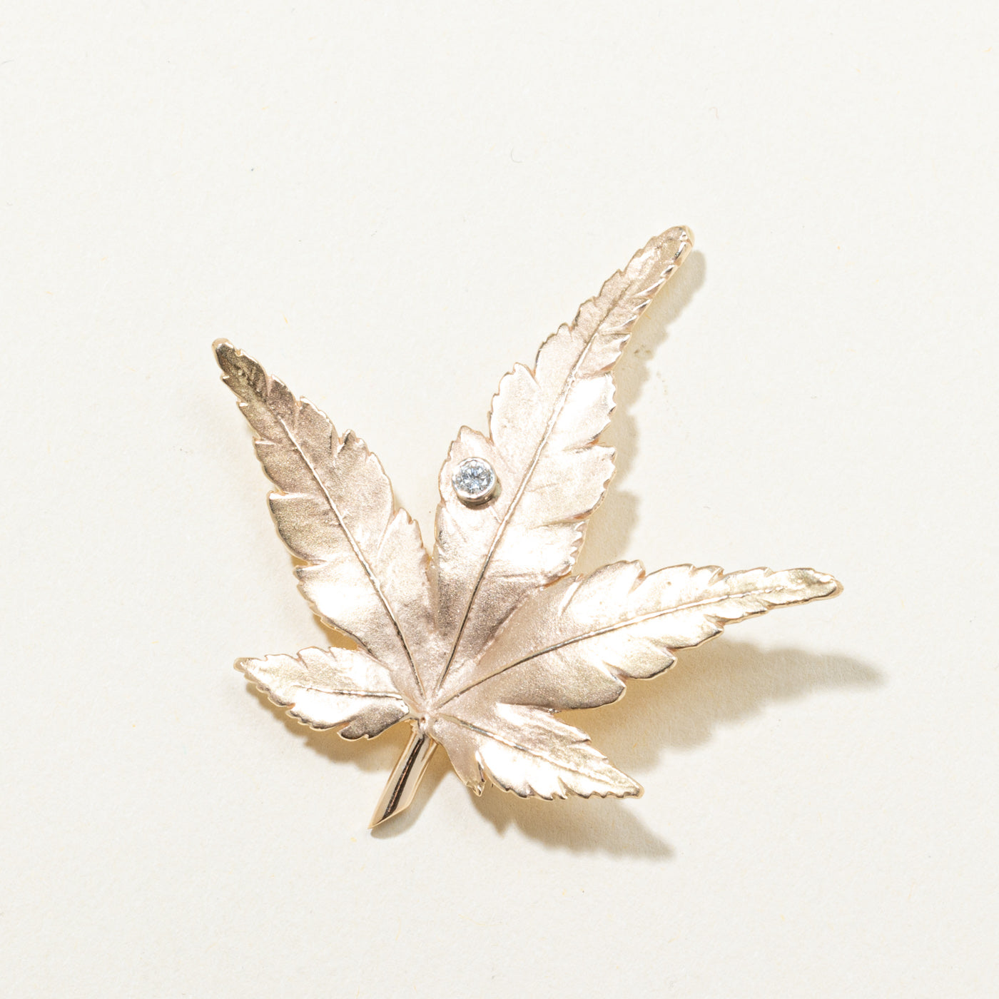 'A. Jensen' 1995 Diamond Maple Leaf Brooch | 0.04ct
