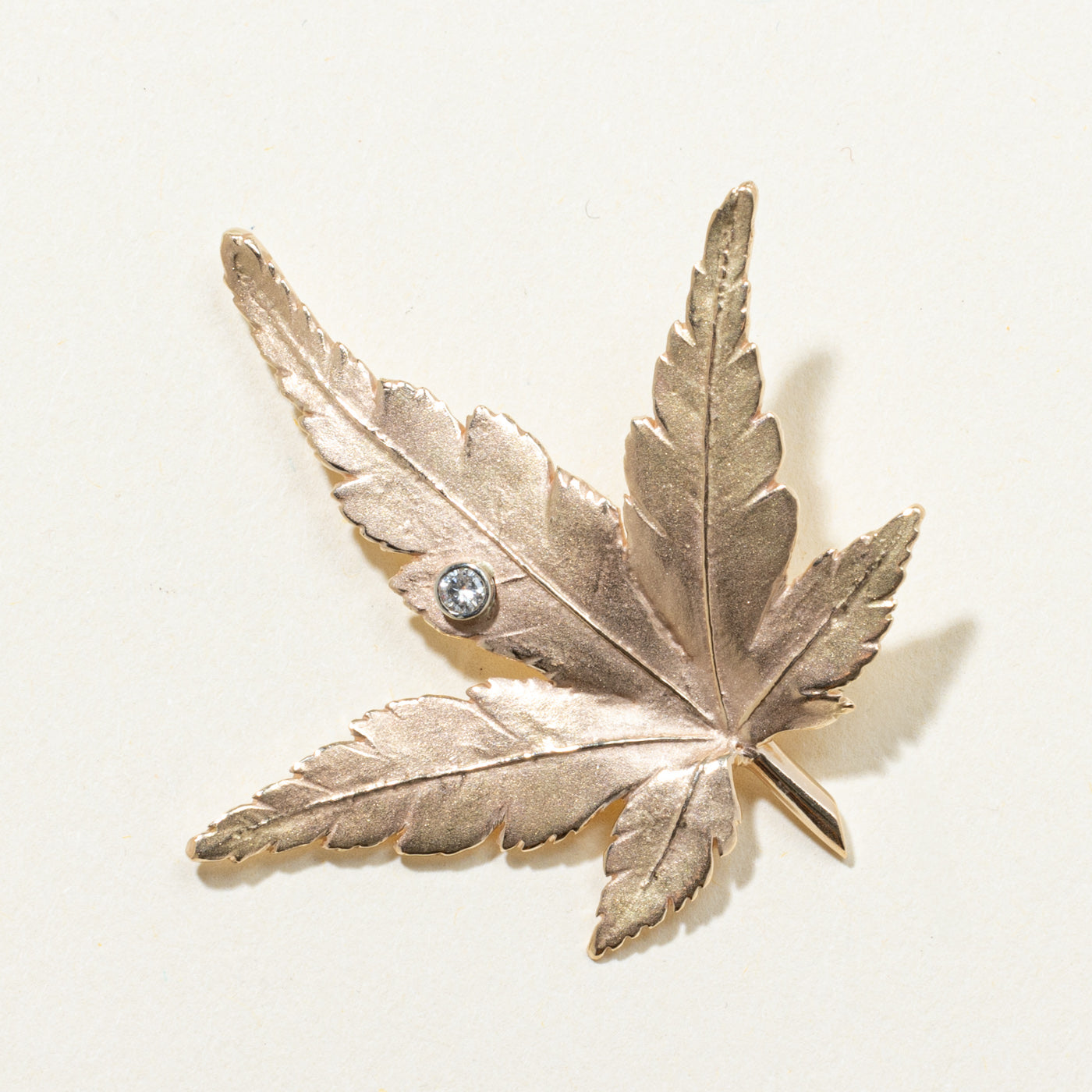 'A. Jensen' 1995 Diamond Maple Leaf Brooch | 0.04ct