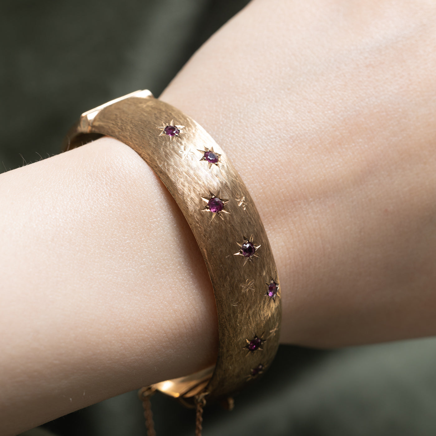 'Birks' Star Set Ruby Cuff Bracelet | 0.95ctw | 7"