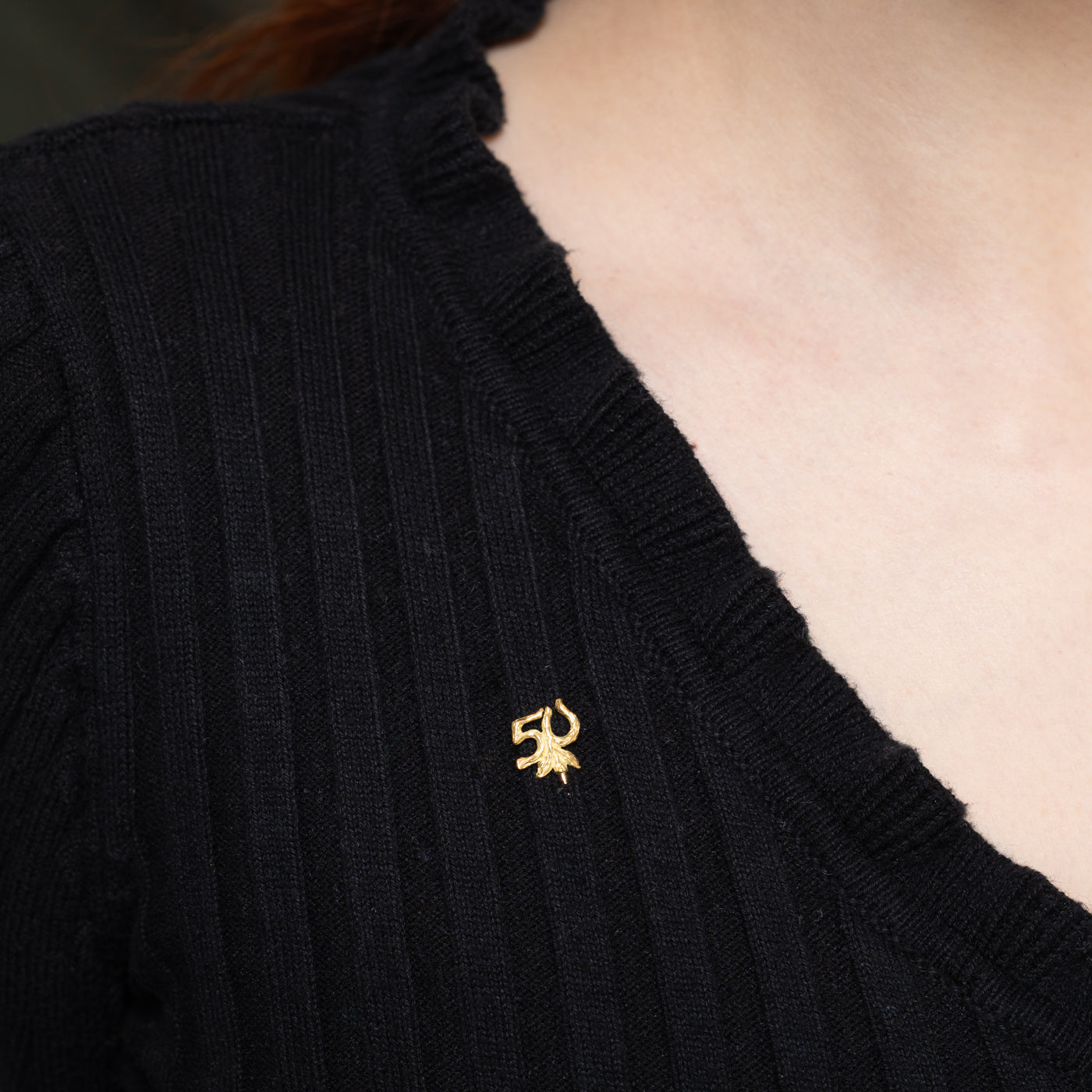 'Cavelti' 18k Yellow Gold '50' Pin