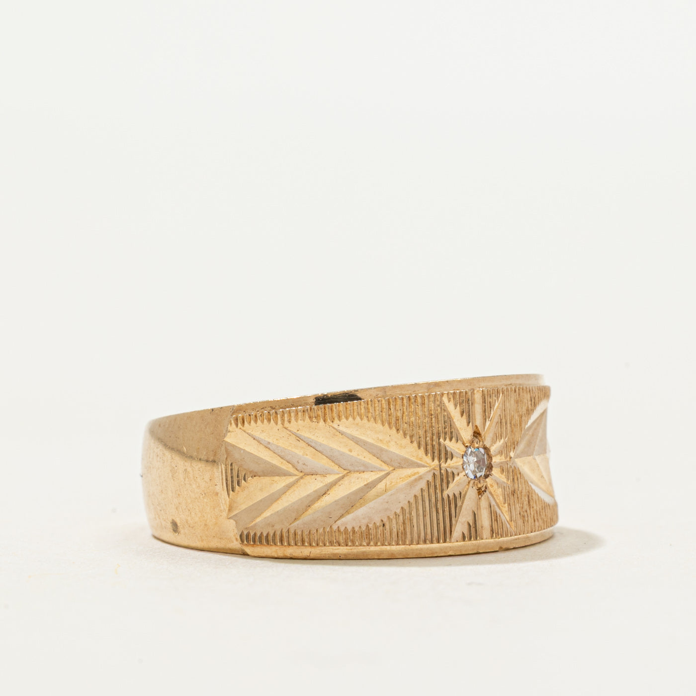 Star Set Diamond Textured Band | 0.01ct | SZ 6.25
