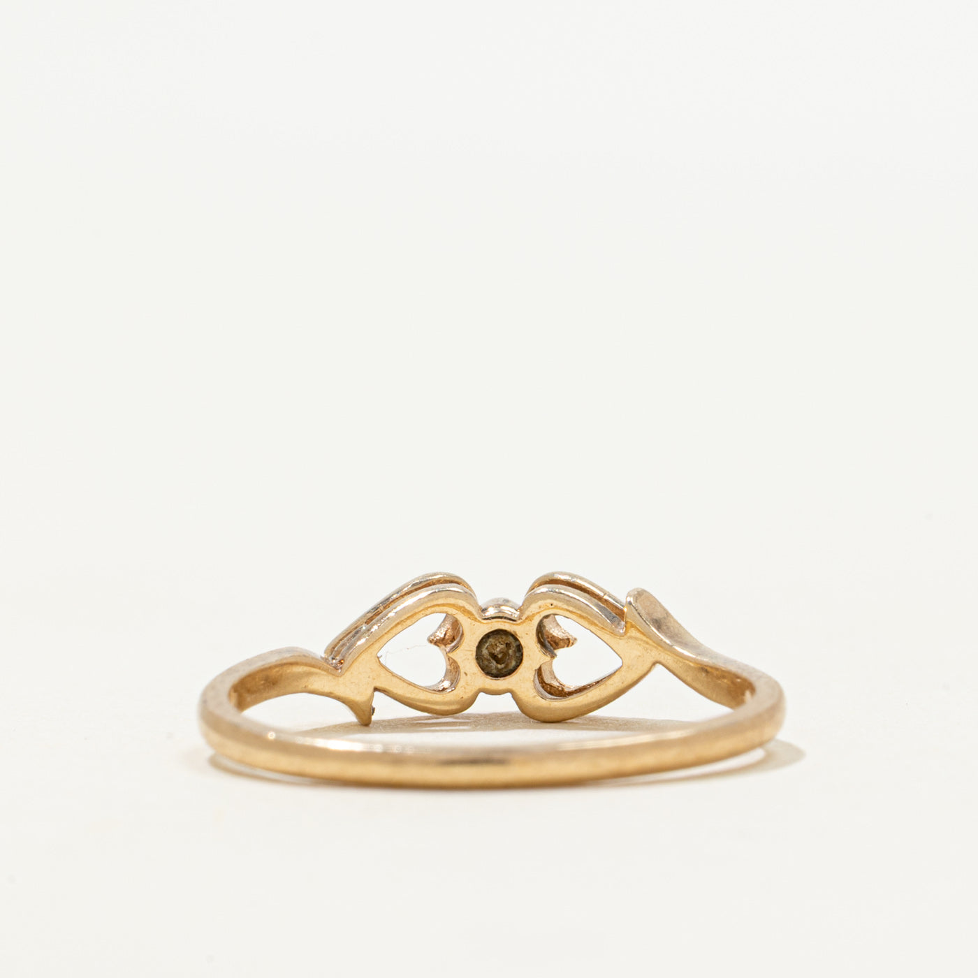 Bague double cœur ouvert en diamant | 0,001 ct | Taille 6