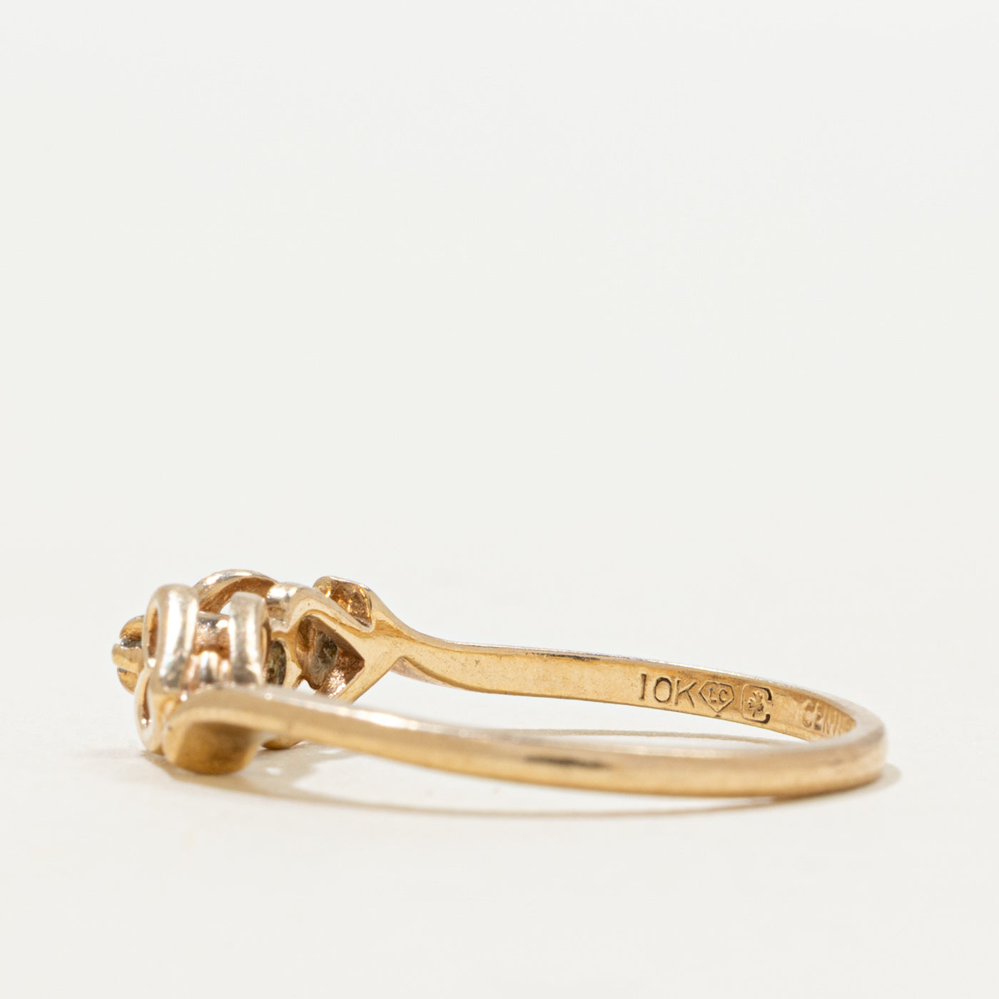 Bague double cœur ouvert en diamant | 0,001 ct | Taille 6