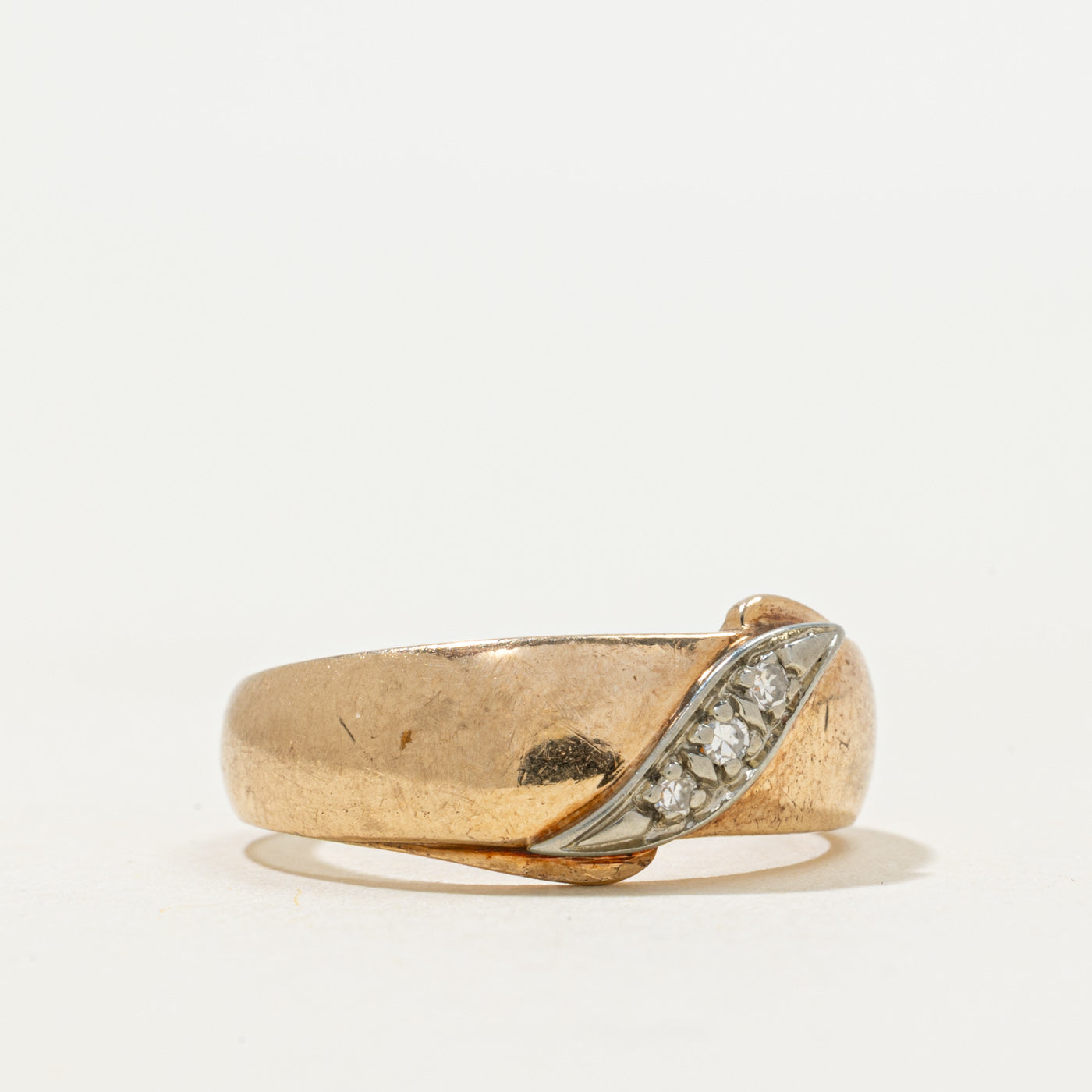 'Birks' Diagonal Set Diamond Band | 0.02ct | SZ 6
