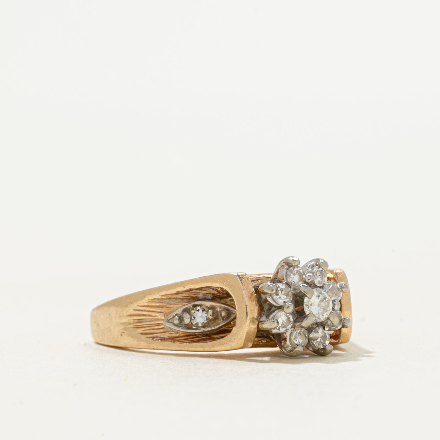 Diamond Petal Cluster Textured Ring | 0.16ctw | SZ 4.5