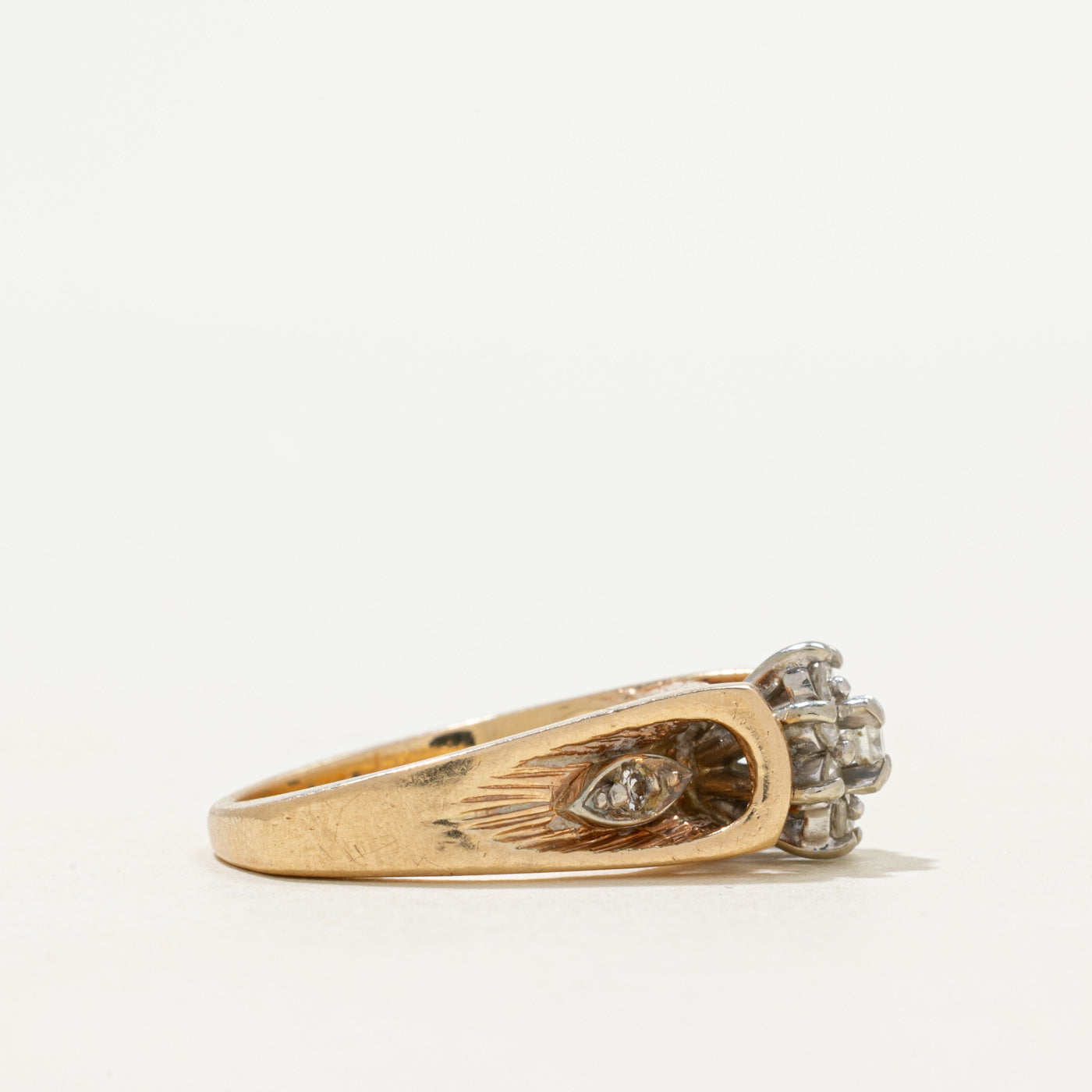 Diamond Petal Cluster Textured Ring | 0.16ctw | SZ 4.5