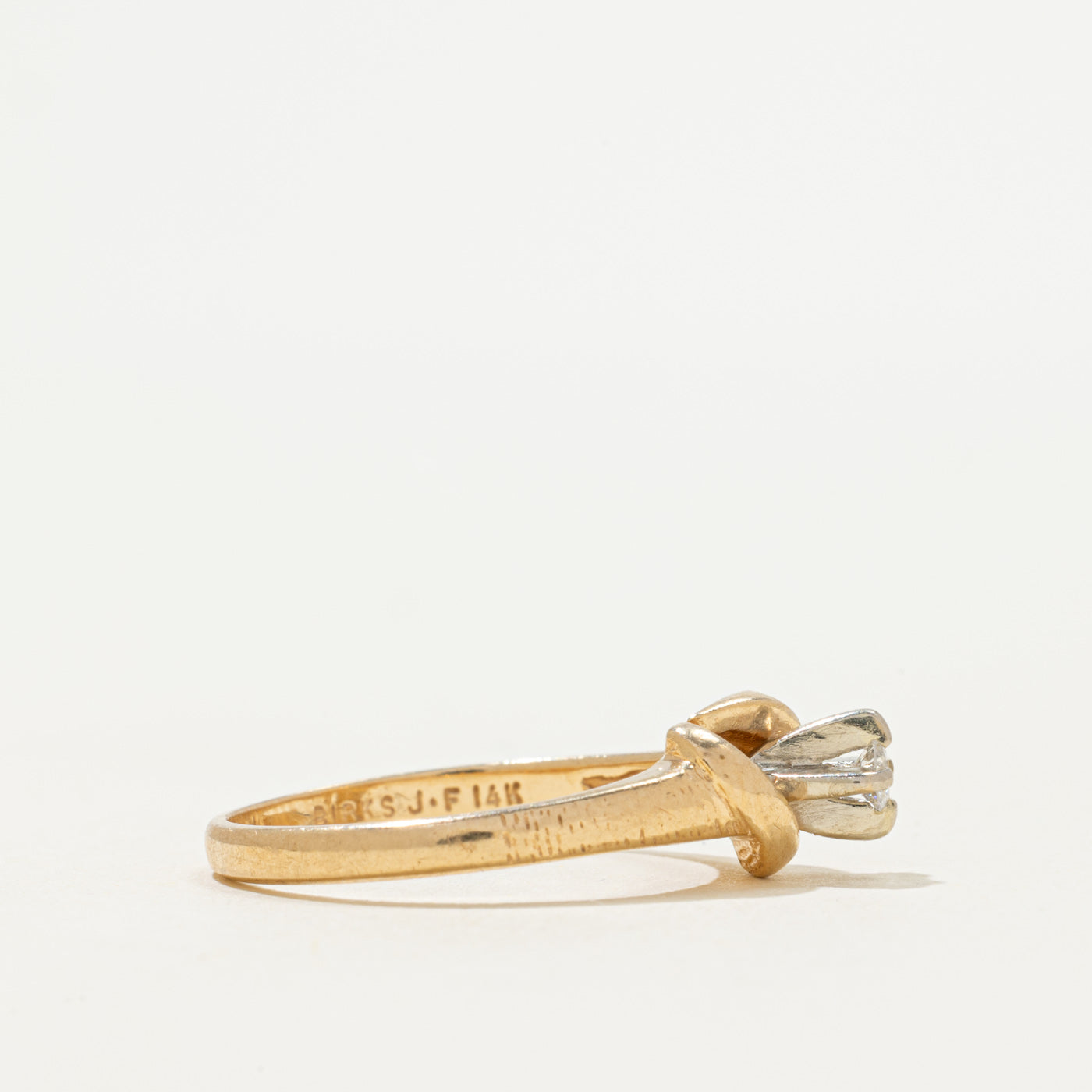 'Birks' Solitaire Diamond Textured Ring | 0.07ct | SZ 6.75