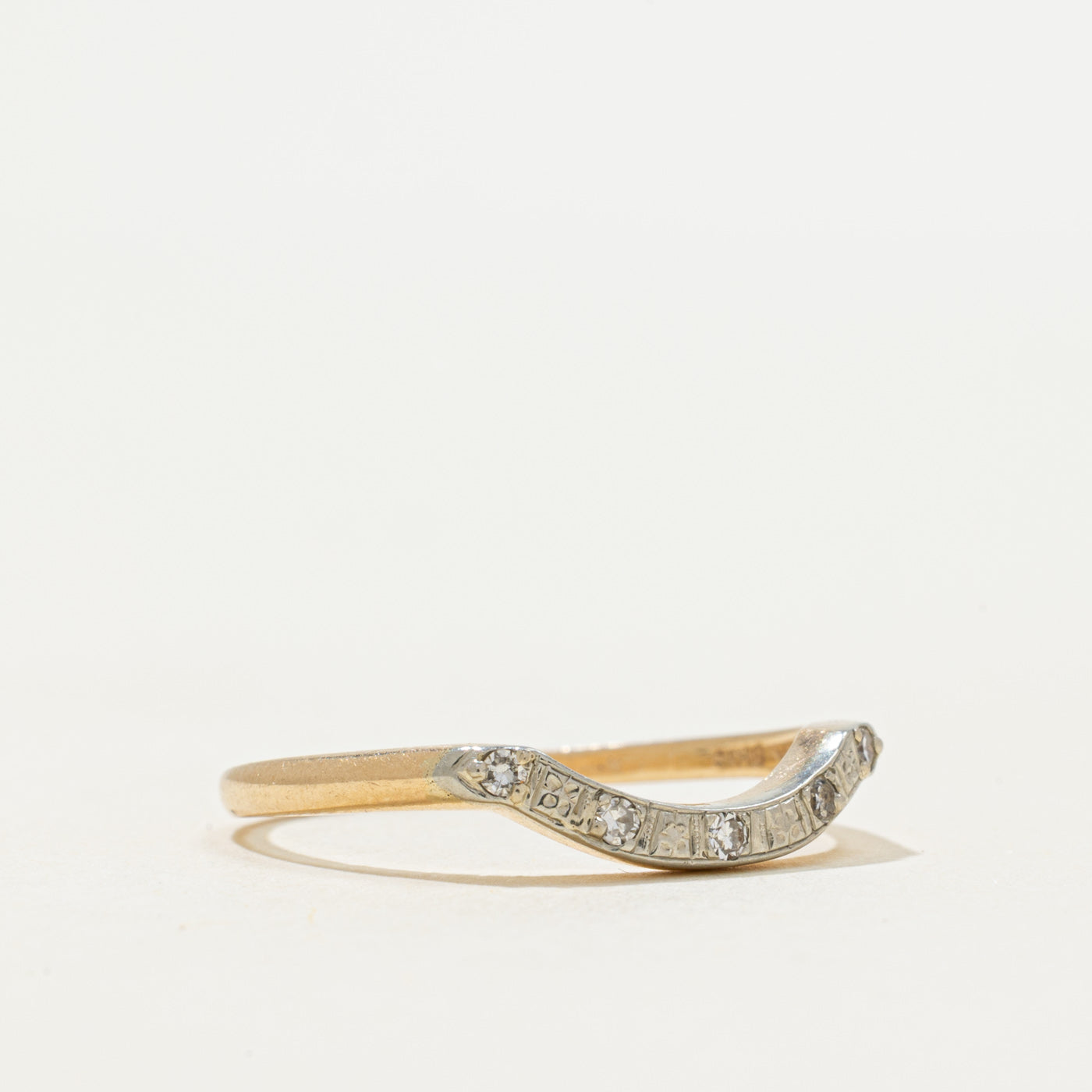 'Birks' Diamond Engraved Contour Ring | 0.03ctw | SZ 8