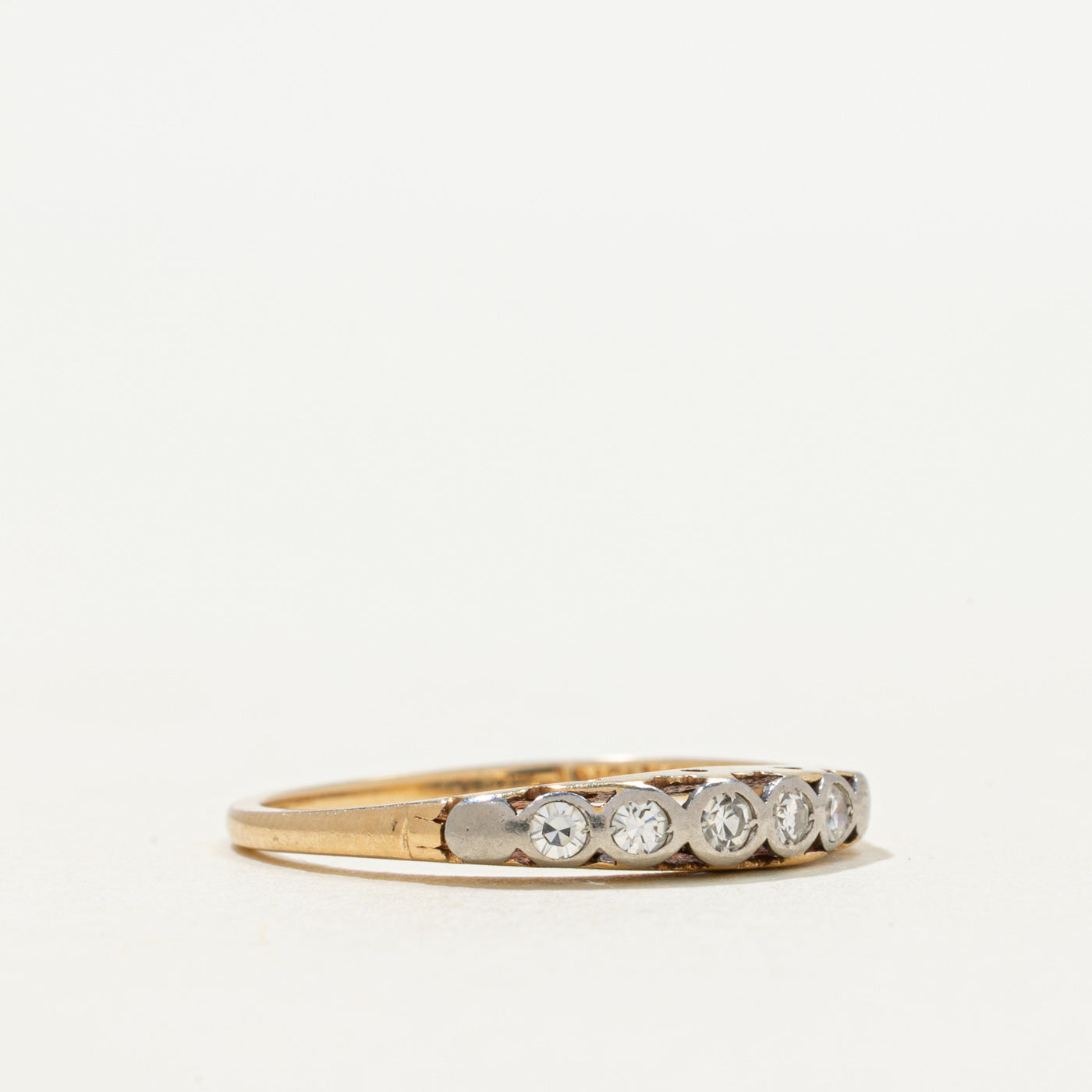 'Birks' Five Stone Bezel Set Diamond Band | 0.06ctw